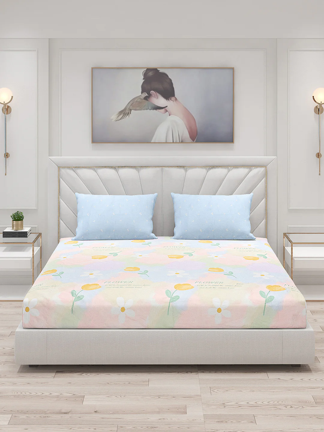 200 TC Cotton Double Bed Bedsheet with 2 Pillow Covers - Image 3