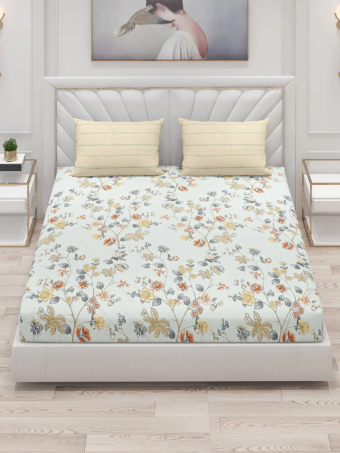 200 TC Cotton Double Bed Bedsheet with 2 Pillow Covers - Image 2