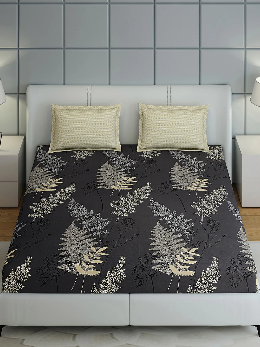 200 TC Cotton Double Bed 1 Bedsheet with 2 Pillow Covers (Ramona) - Image 3