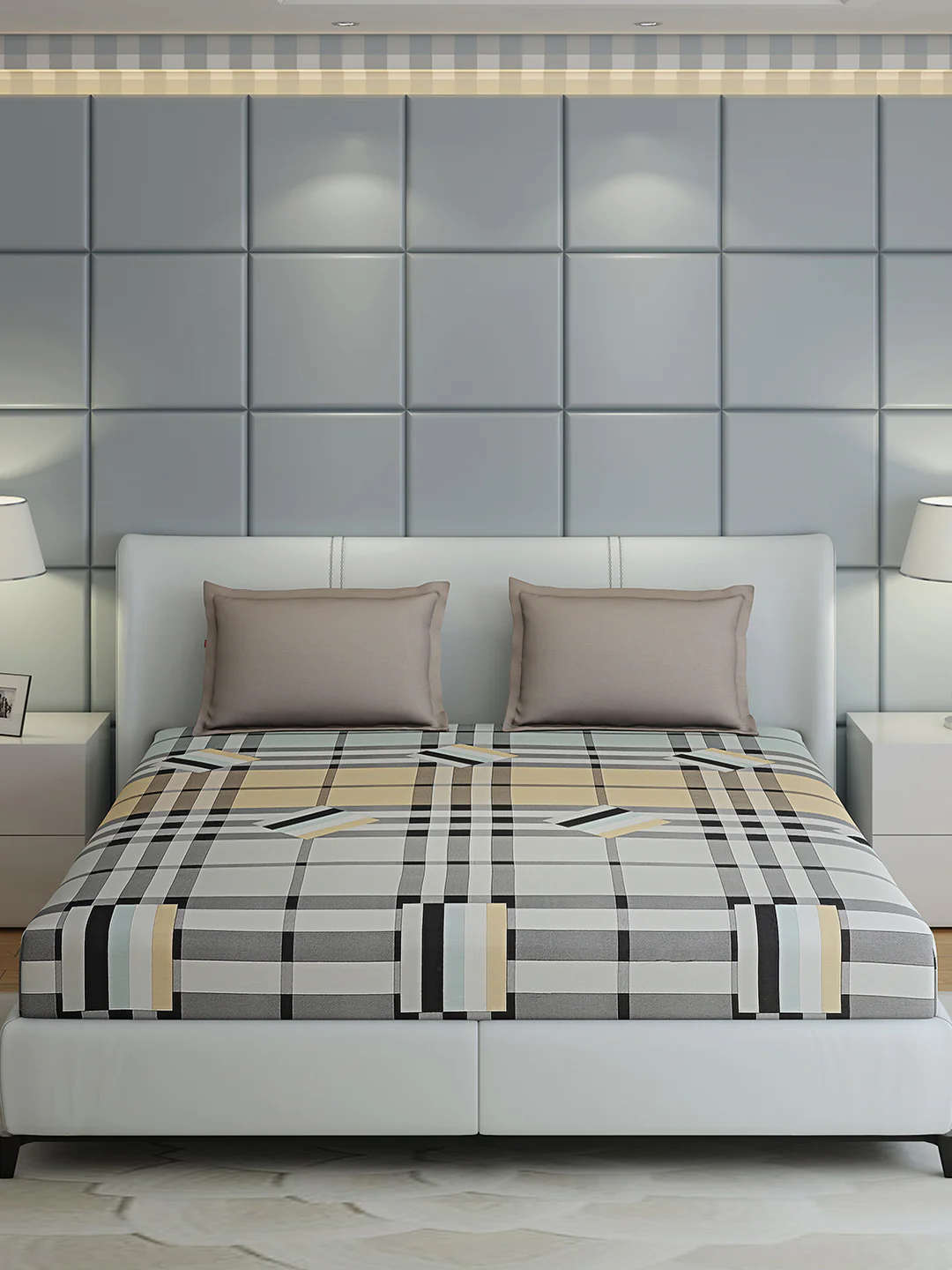 200 TC Cotton Double Bed 1 Bedsheet with 2 Pillow Covers (Ramona) - Image 4