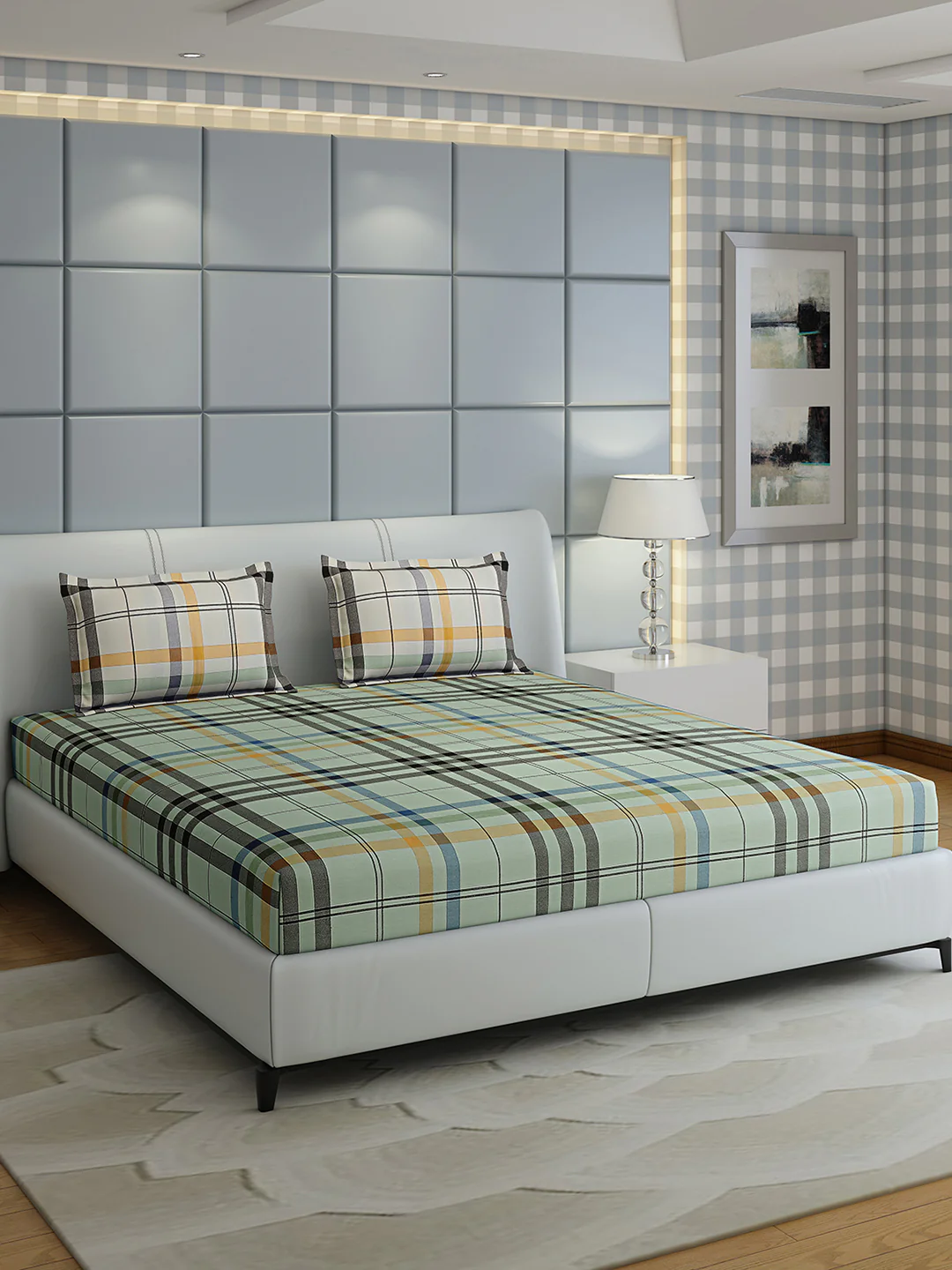 200 TC Cotton Double Bed 1 Bedsheet with 2 Pillow Covers (Ramona) - Image 2