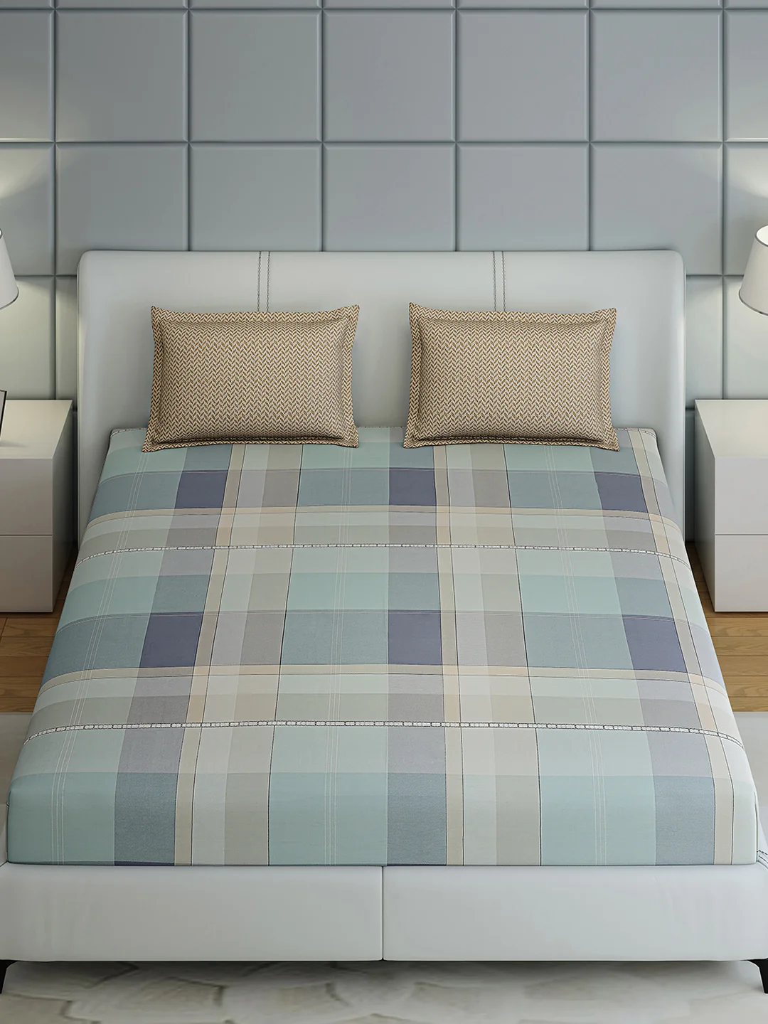 200 TC Cotton Double Bed 1 Bedsheet with 2 Pillow Covers (Ramona) - Image 2