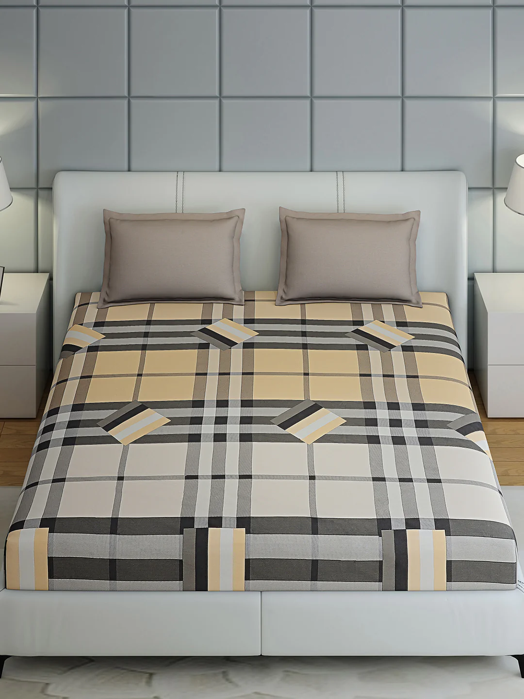200 TC Cotton Double Bed 1 Bedsheet with 2 Pillow Covers (Ramona) - Image 3