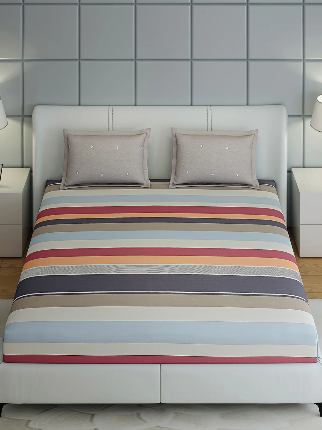 200 TC Cotton Double Bed 1 Bedsheet with 2 Pillow Covers (Ramona) - Image 3