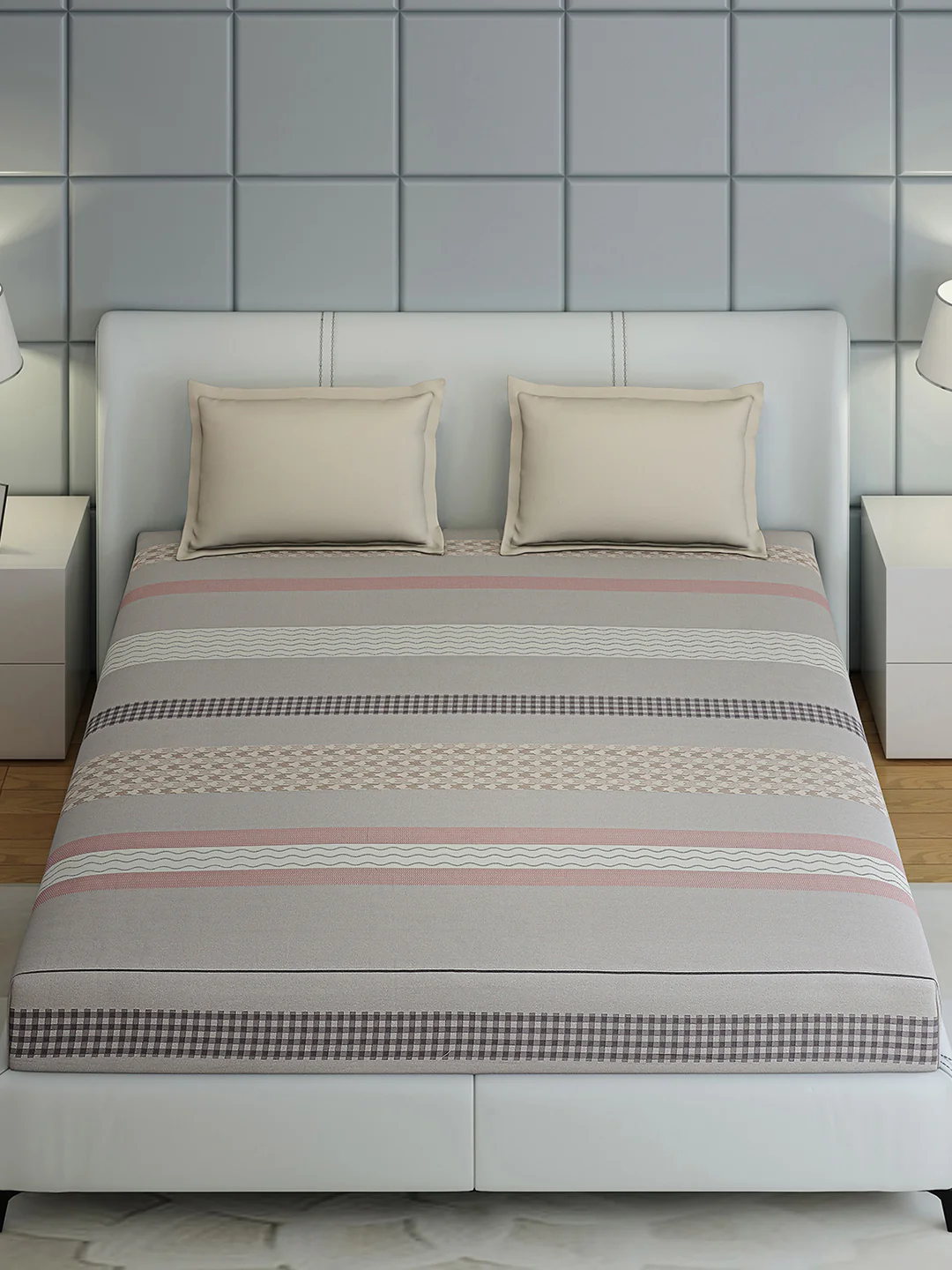 200 TC Cotton Double Bed 1 Bedsheet with 2 Pillow Covers (Ramona) - Image 3