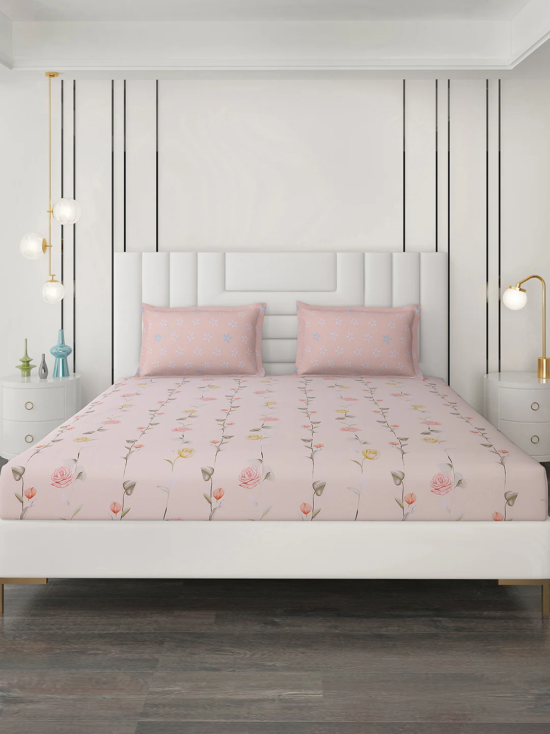 200 TC Cotton Double Bedsheet with 2 Pillow Covers - Image 3