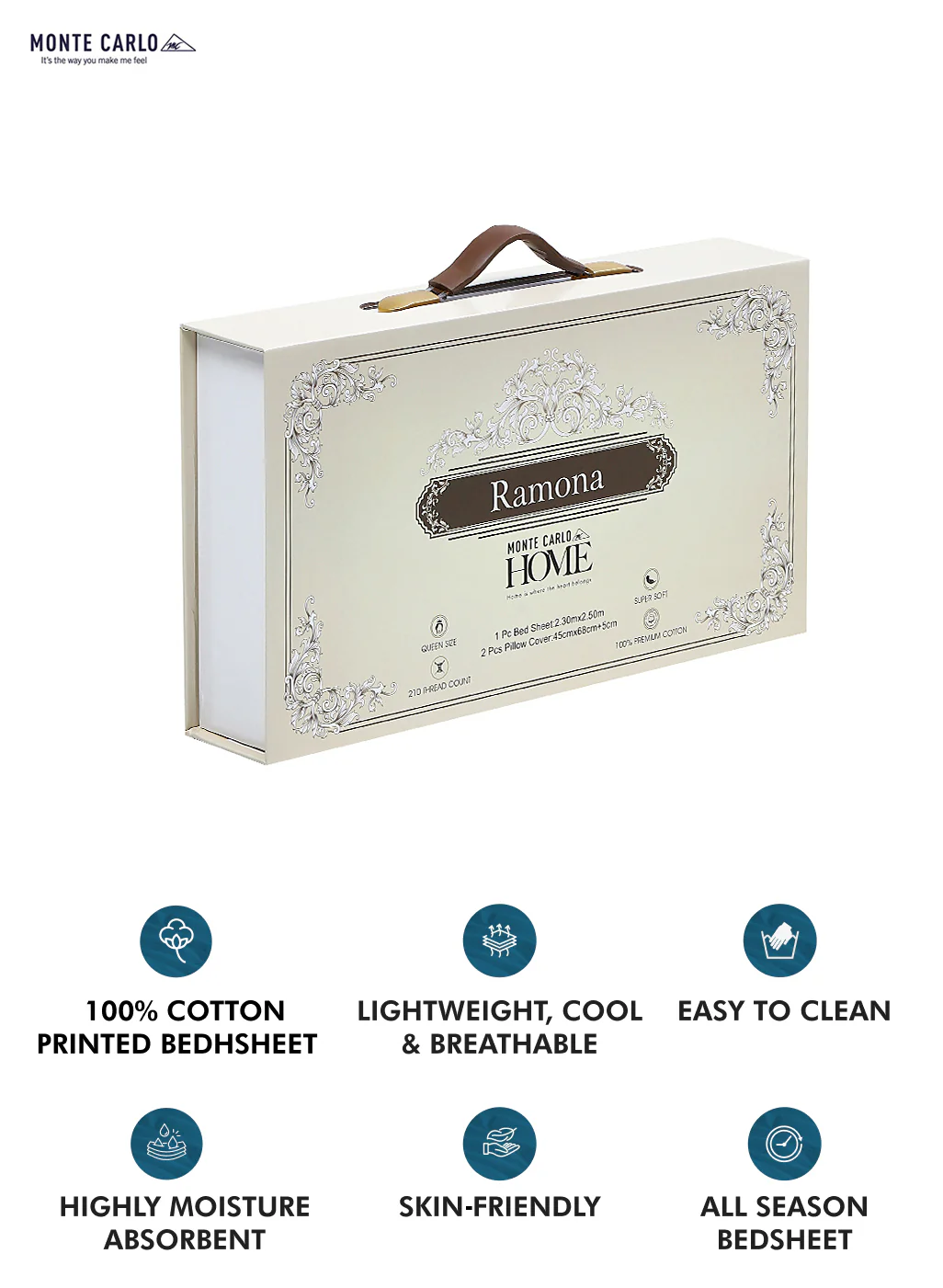 200 TC Cotton Double Bedsheet with 2 Pillow Covers - Image 9