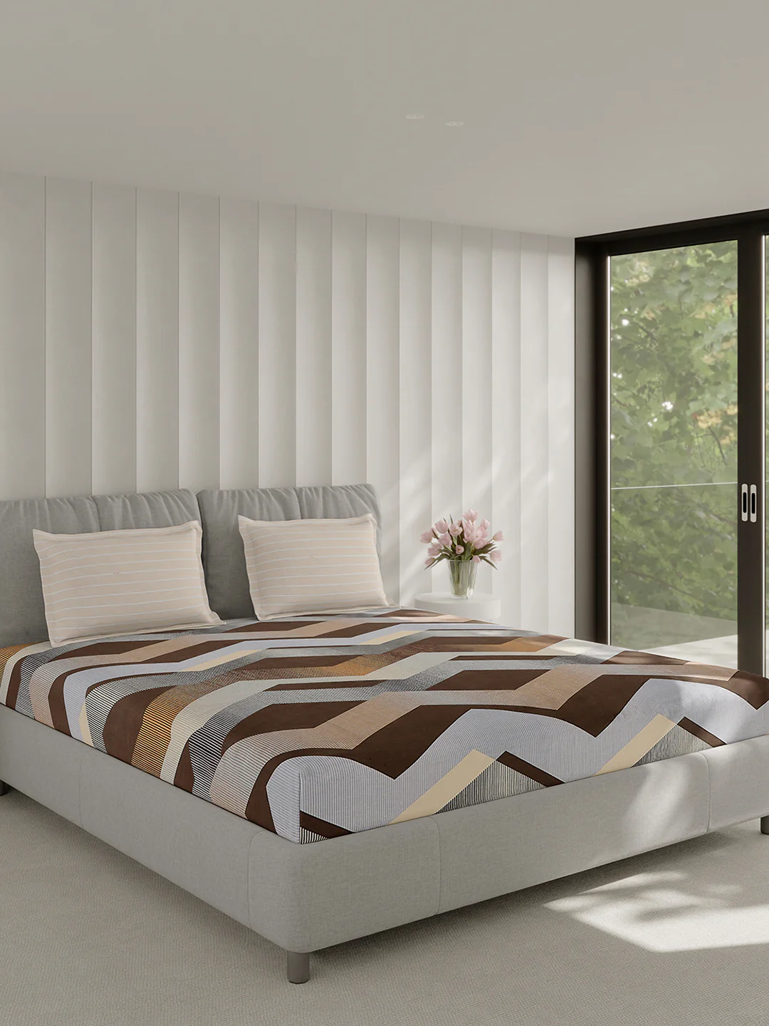 210 TC Cotton Double Bed 1 Bedsheet with 2 Pillow Covers (Ramona) - Image 4