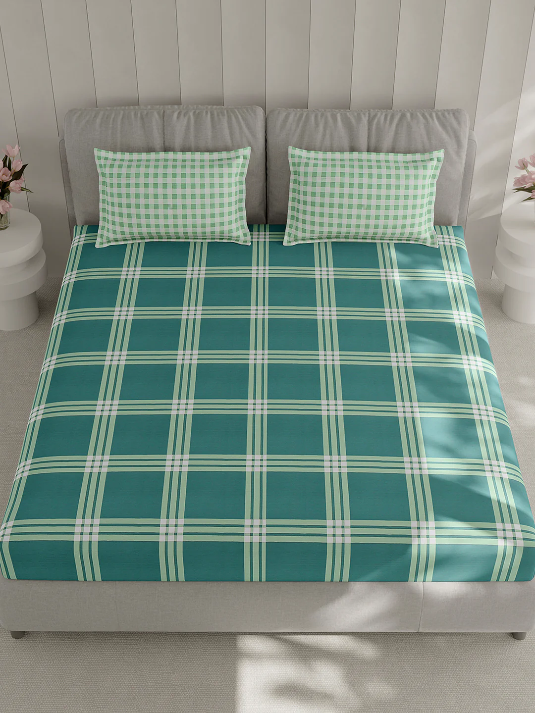 210 TC Cotton Double Bed 1 Bedsheet with 2 Pillow Covers (Ramona) - Image 2