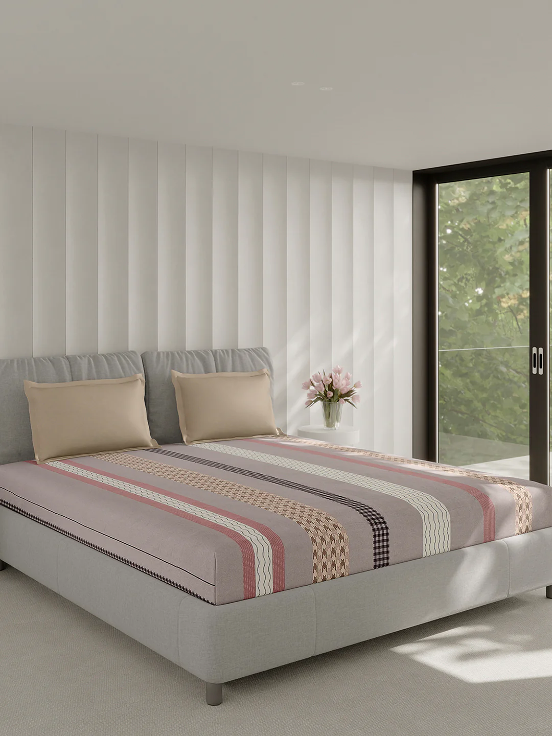 210 TC Cotton Double Bed 1 Bedsheet with 2 Pillow Covers (Ramona) - Image 4