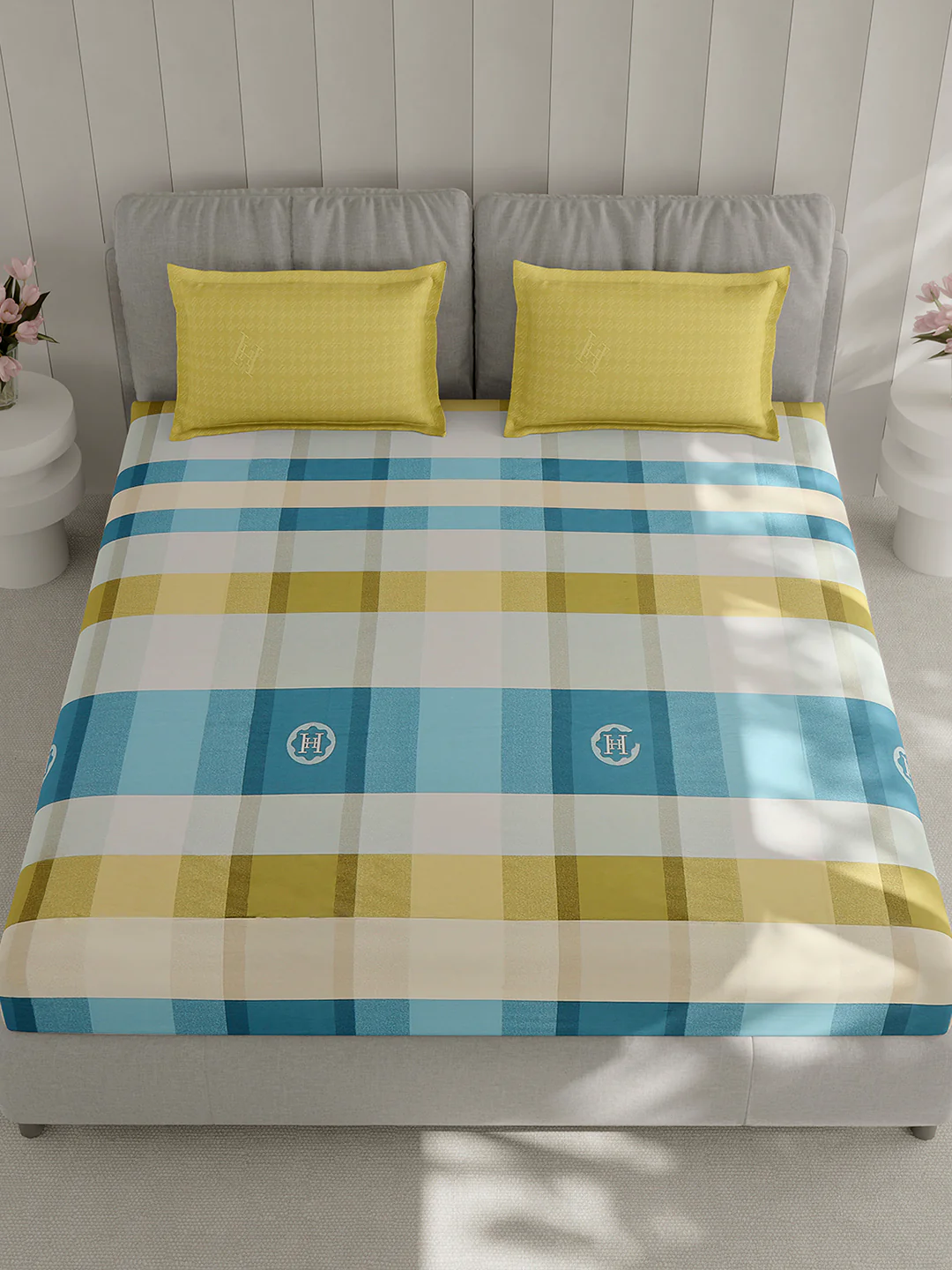 210 TC Cotton Double Bed 1 Bedsheet with 2 Pillow Covers (Ramona) - Image 2