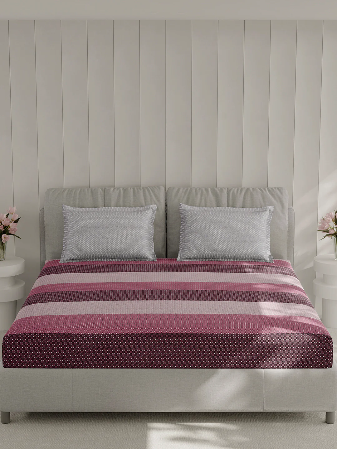 210 TC Cotton Double Bed 1 Bedsheet with 2 Pillow Covers (Ramona) - Image 3