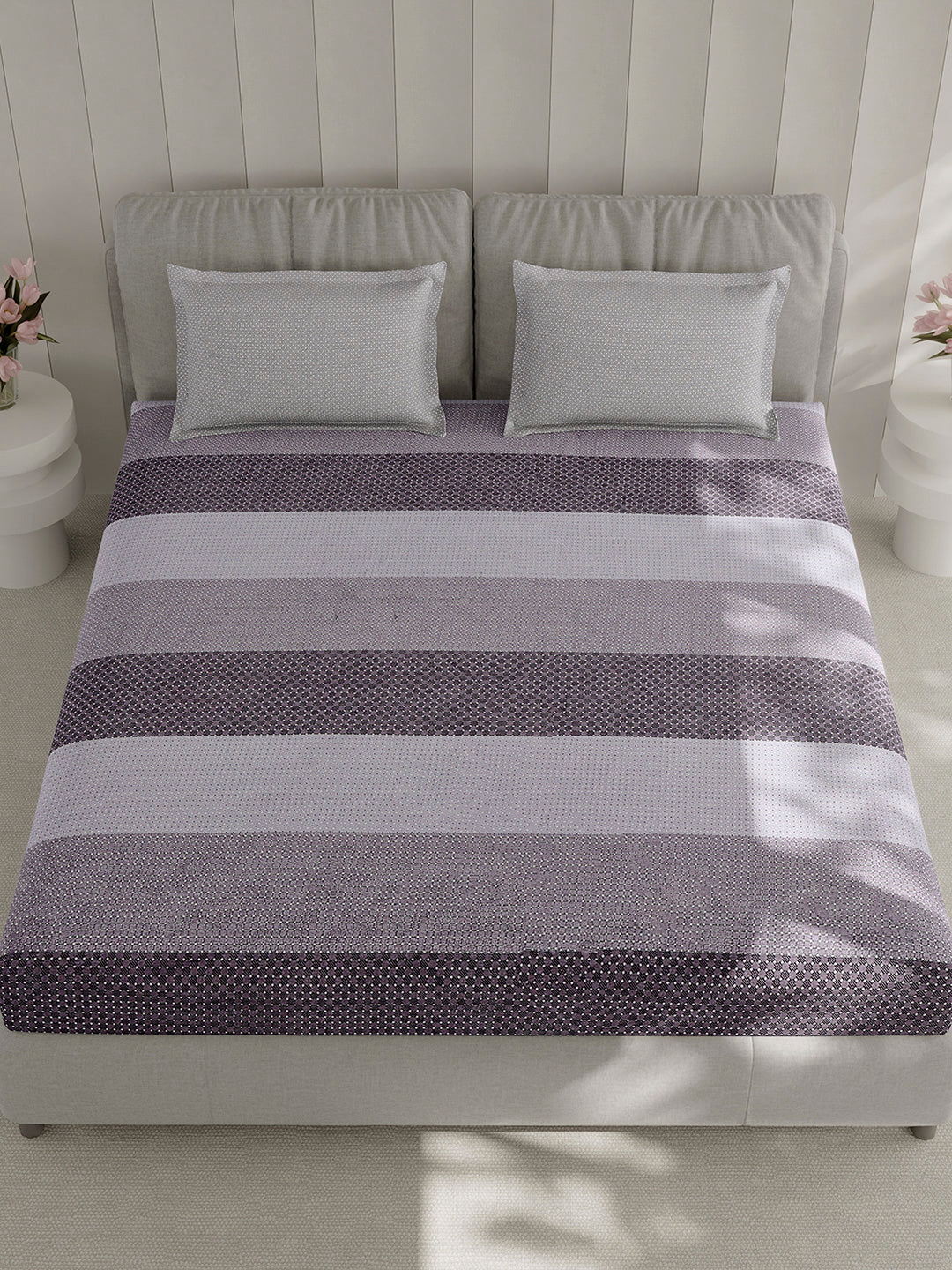 210 TC Cotton Double Bed 1 Bedsheet with 2 Pillow Covers (Ramona) - Image 2