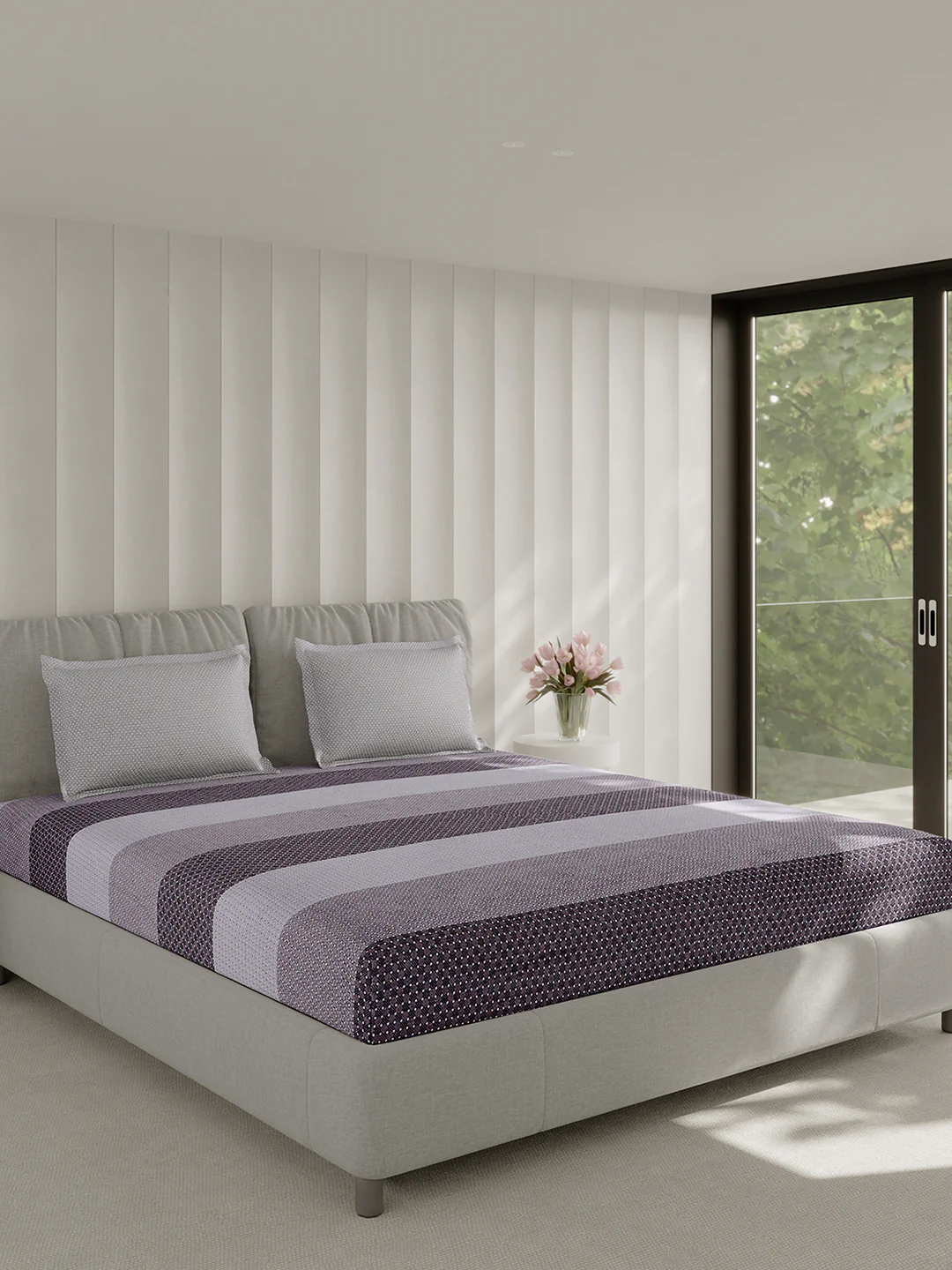210 TC Cotton Double Bed 1 Bedsheet with 2 Pillow Covers (Ramona) - Image 4