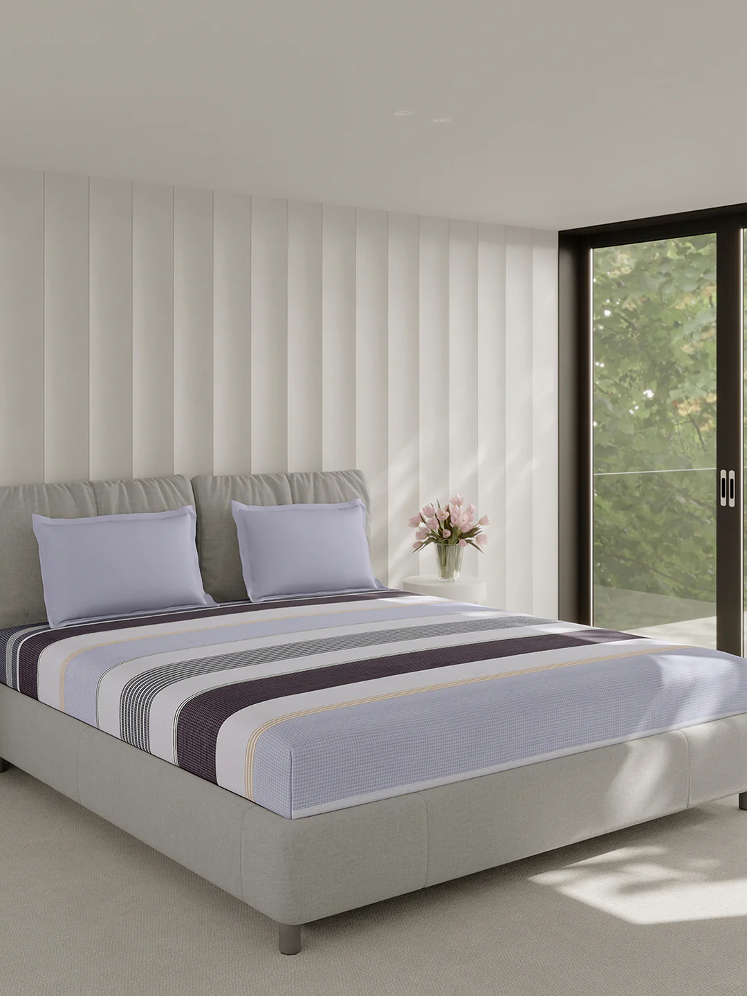 210 TC Cotton Double Bed 1 Bedsheet with 2 Pillow Covers (Ramona) - Image 4