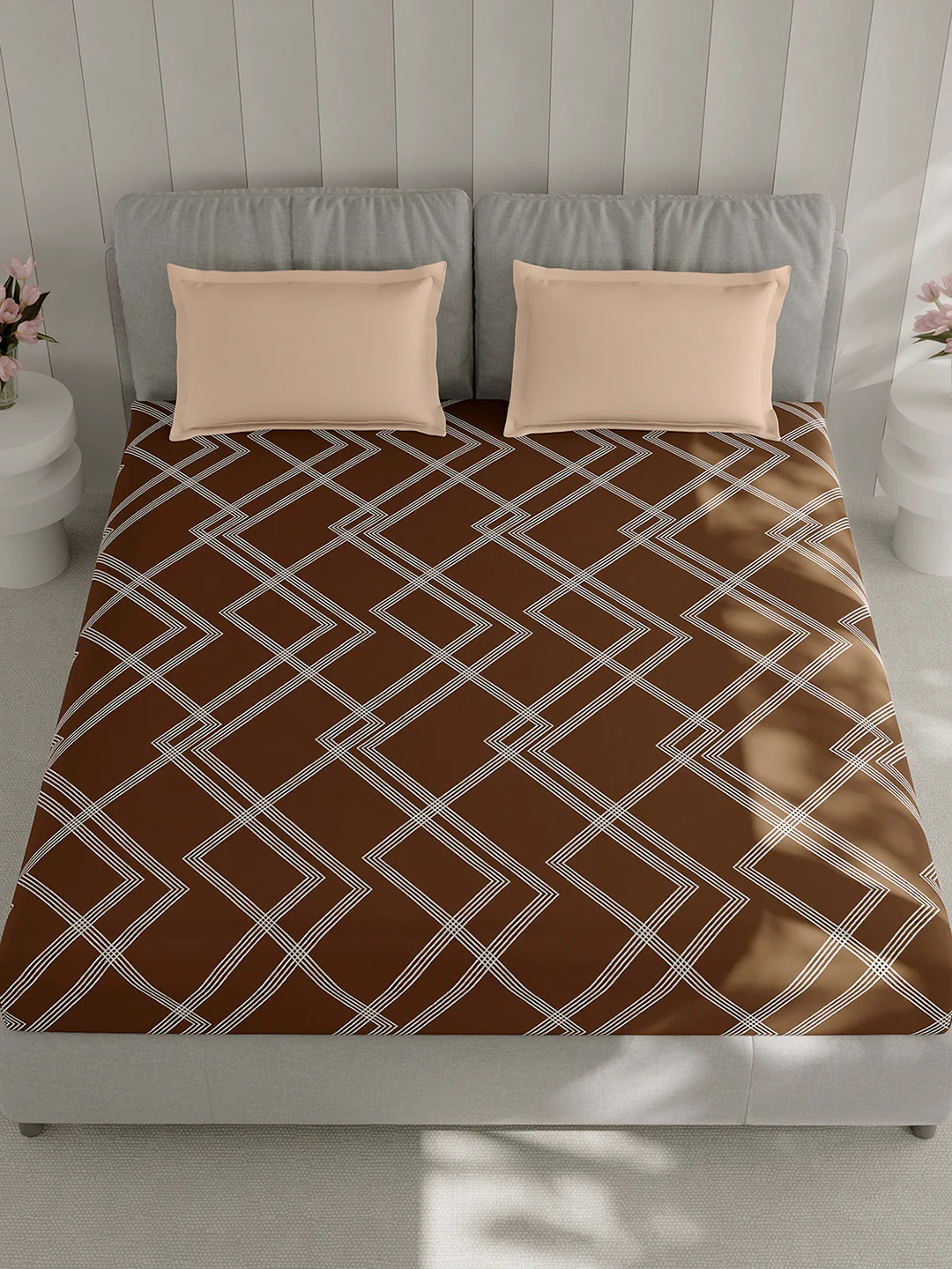 210 TC Cotton Double Bed 1 Bedsheet with 2 Pillow Covers (Ramona) - Image 2