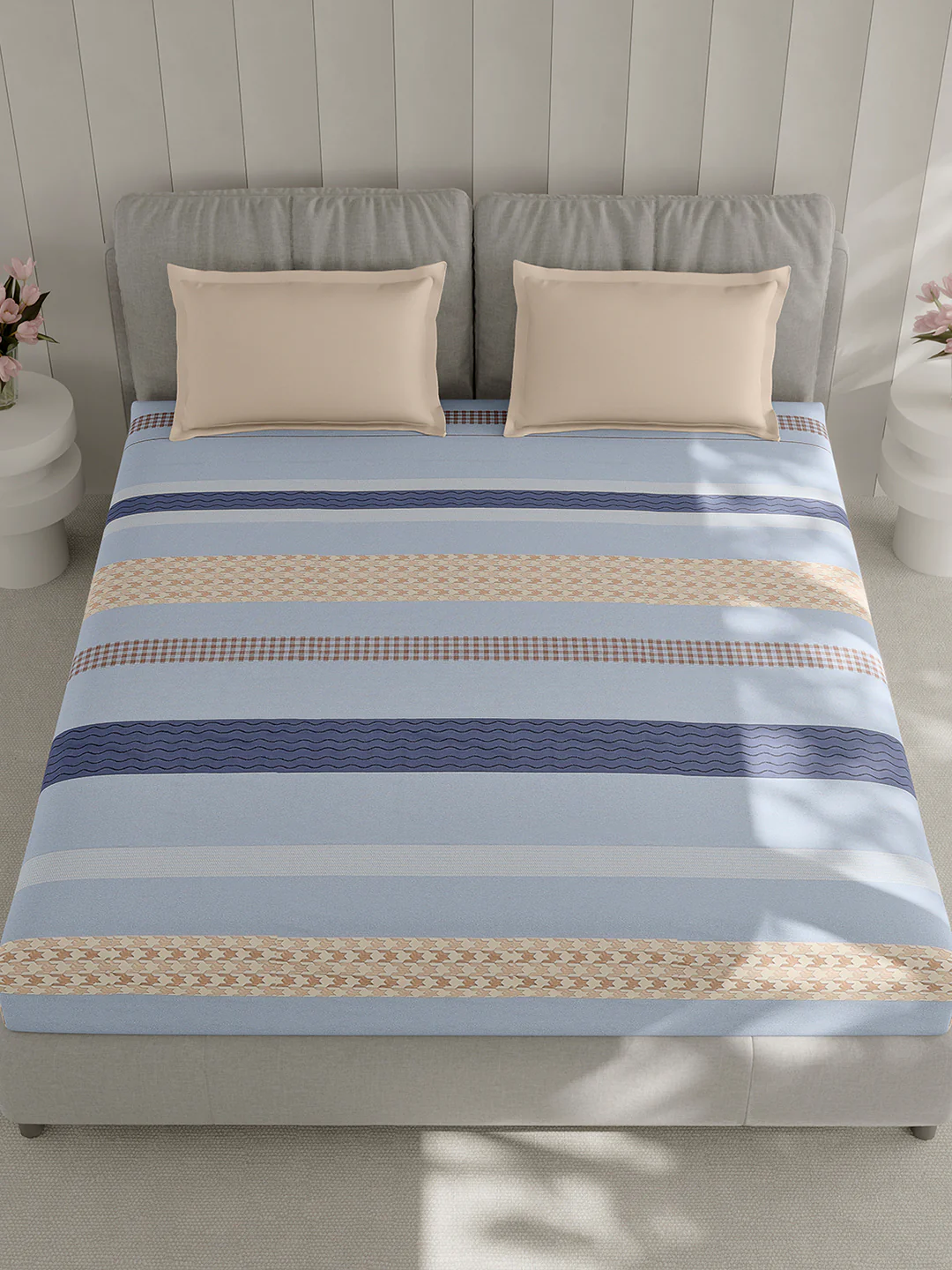 210 TC Cotton Double Bed 1 Bedsheet with 2 Pillow Covers (Ramona) - Image 2