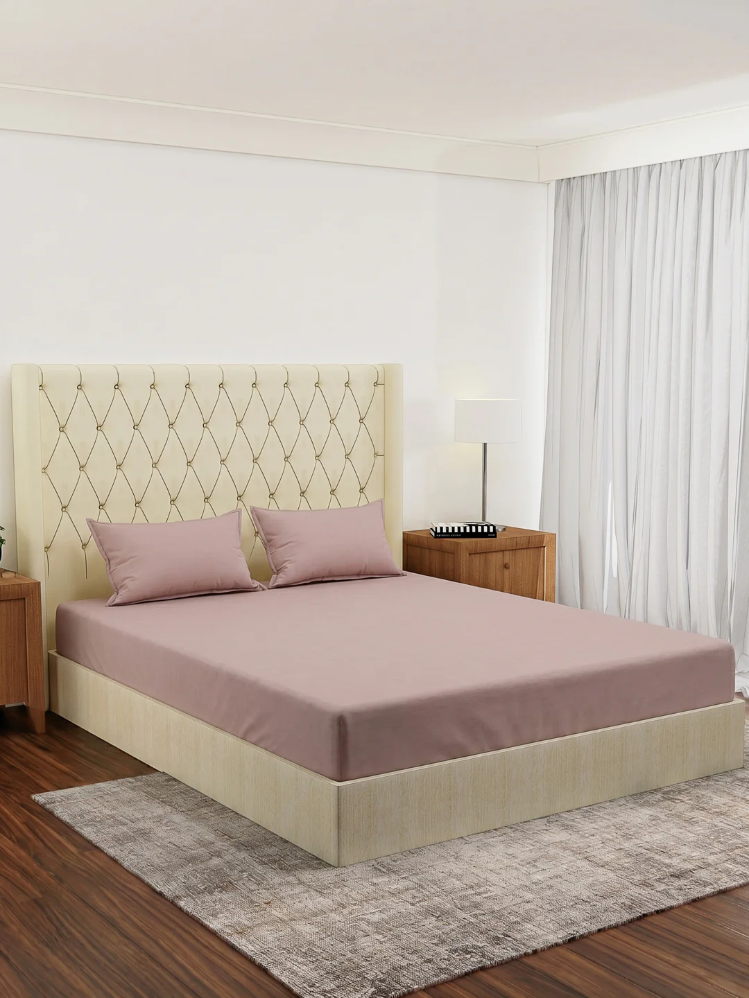 Premium 210 TC Pure Cotton King Size Bedsheet with 2 Pillow Covers Classique Casa Solids Collection - Image 2