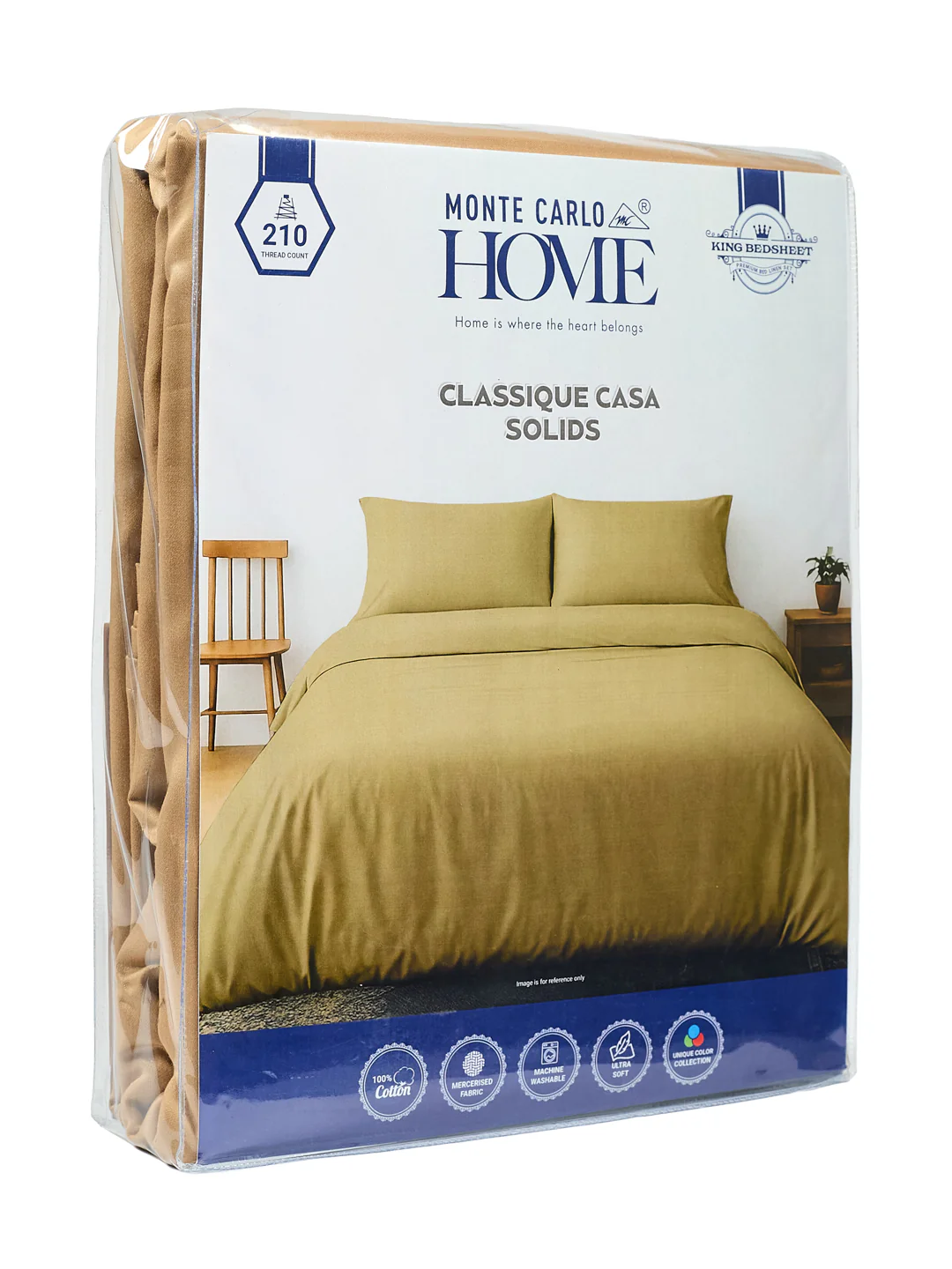Premium 210 TC Pure Cotton King Size Bedsheet with 2 Pillow Covers Classique Casa Solids Collection - Image 11