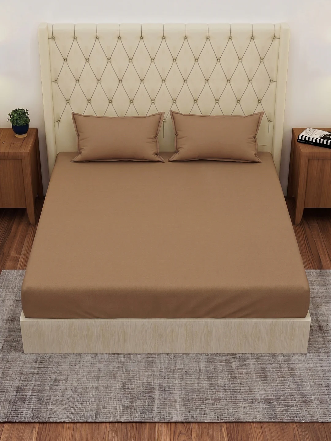 Premium 210 TC Pure Cotton King Size Bedsheet with 2 Pillow Covers Classique Casa Solids Collection - Image 4