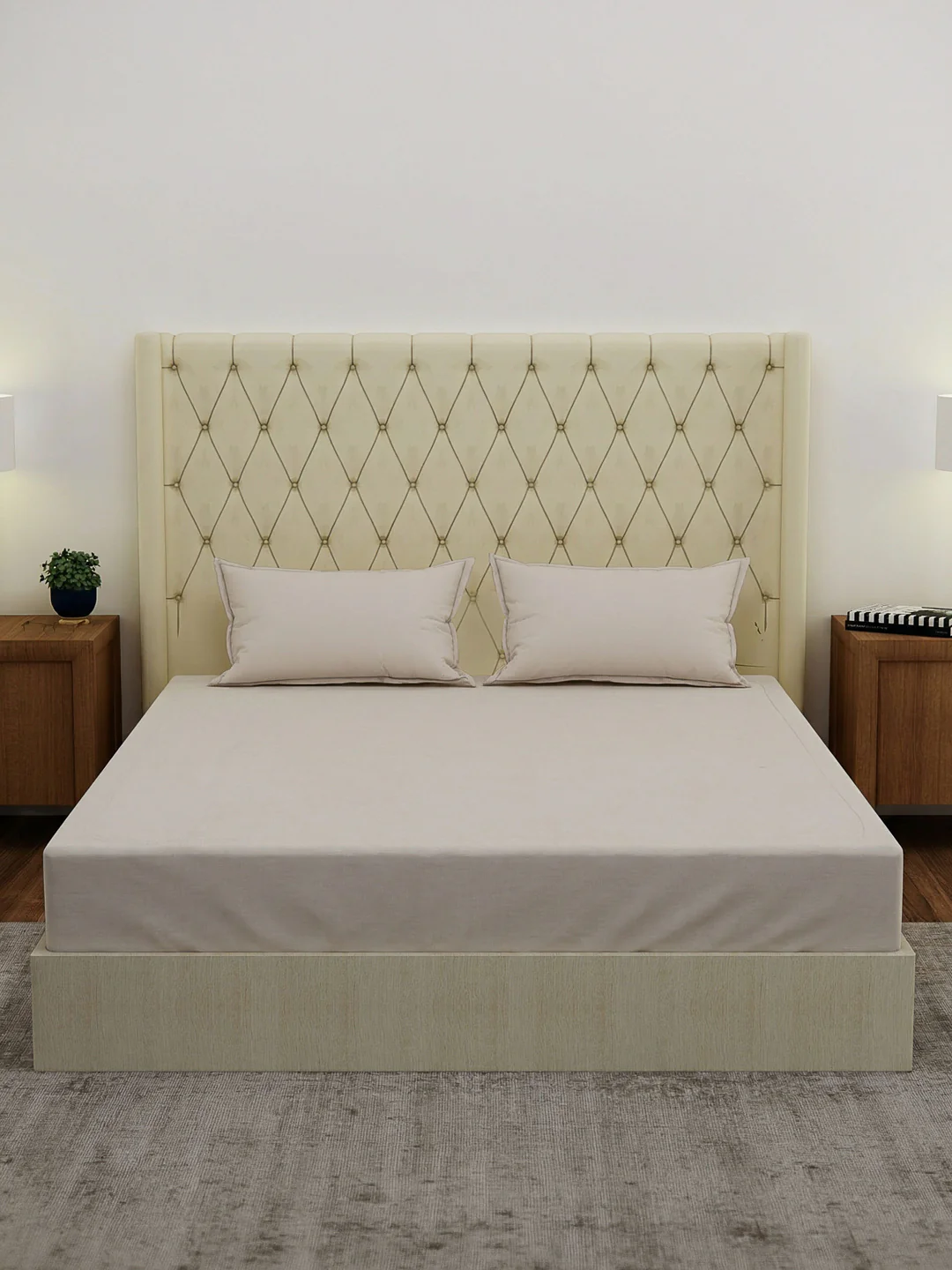 Premium 210 TC Pure Cotton King Size Bedsheet with 2 Pillow Covers Classique Casa Solids Collection - Image 3