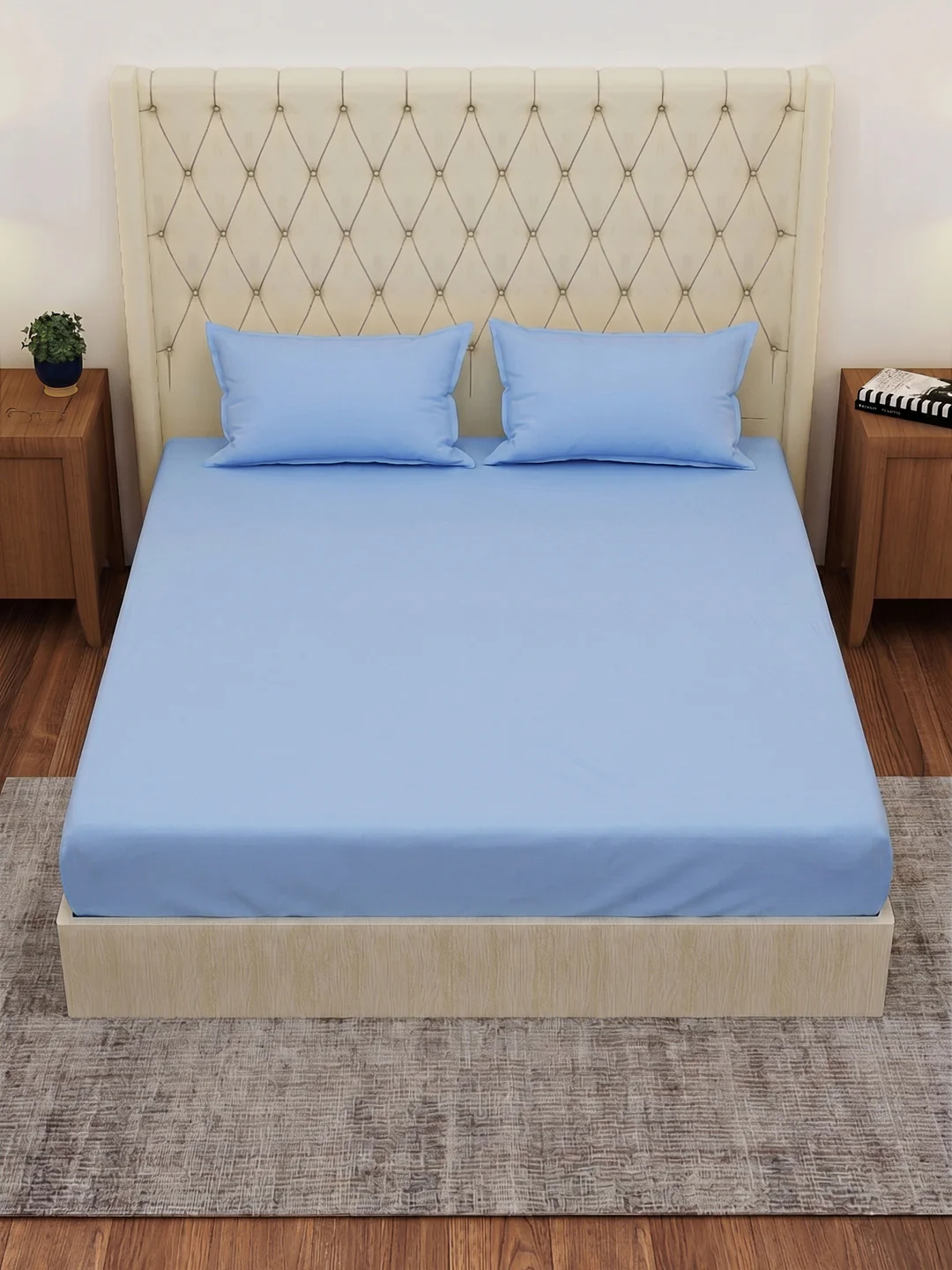 Premium 210 TC Pure Cotton King Size Bedsheet with 2 Pillow Covers Classique Casa Solids Collection - Image 4