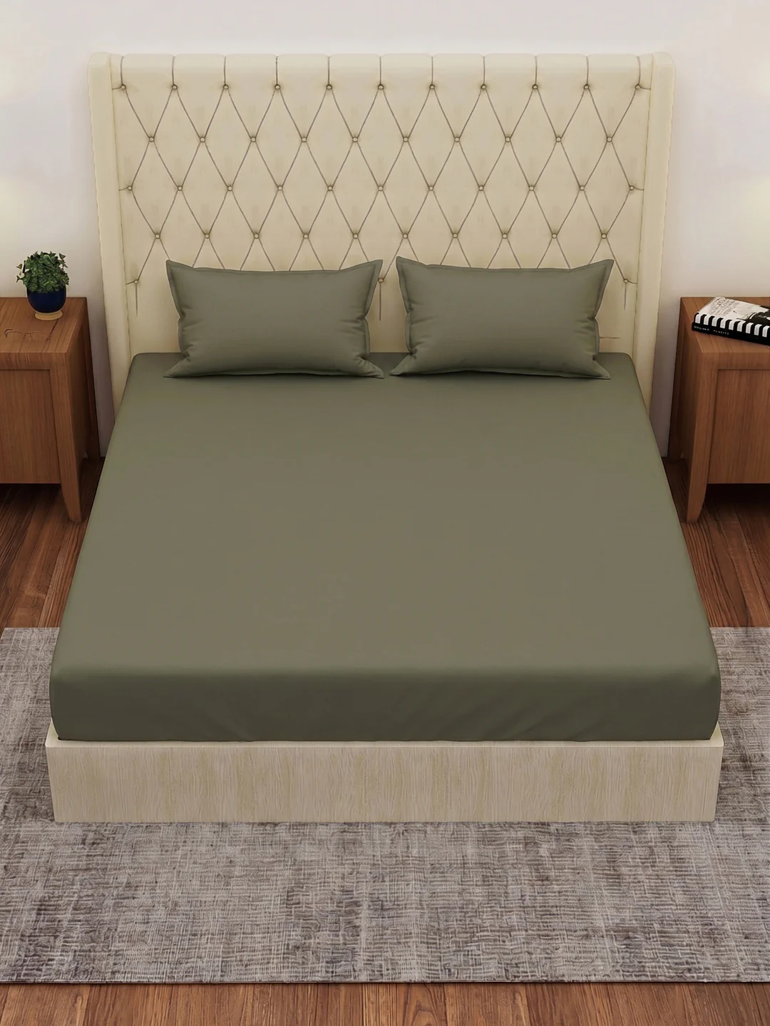 Premium 210 TC Pure Cotton King Size Bedsheet with 2 Pillow Covers Classique Casa Solids Collection - Image 4