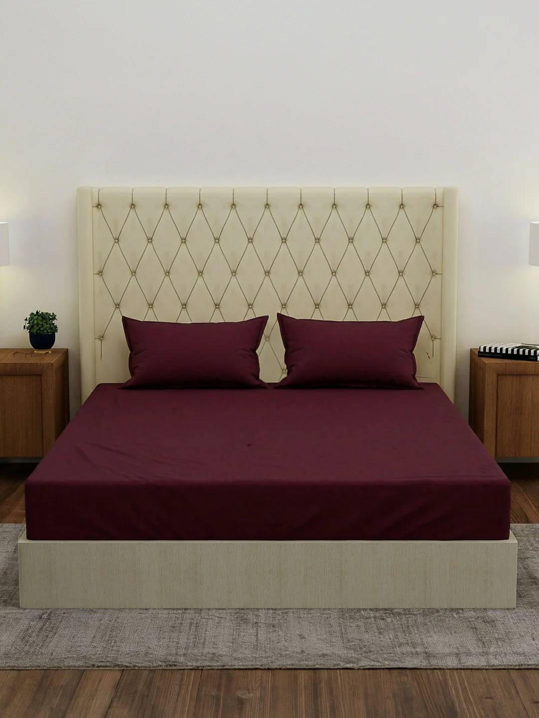 Premium 210 TC Pure Cotton King Size Bedsheet with 2 Pillow Covers Classique Casa Solids Collection - Image 3