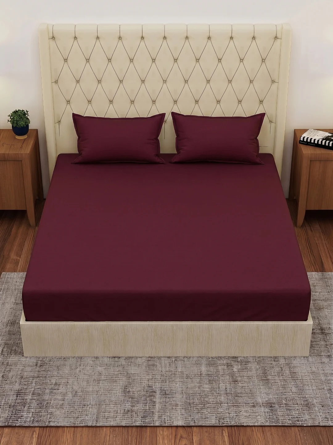 Premium 210 TC Pure Cotton King Size Bedsheet with 2 Pillow Covers Classique Casa Solids Collection - Image 4