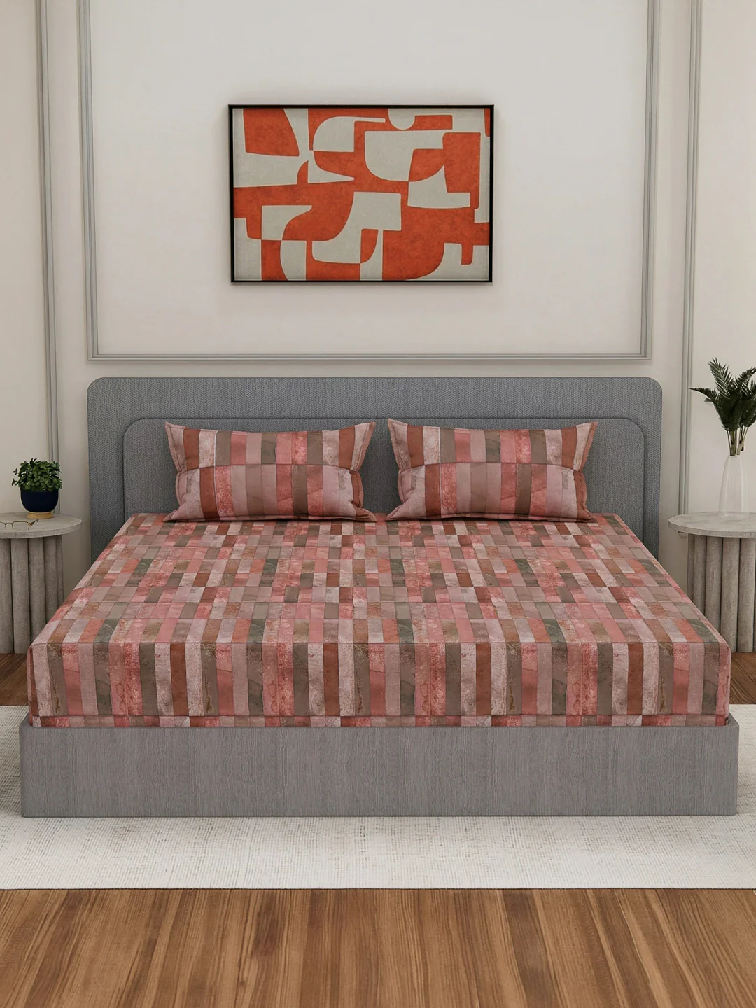 Premium 210 TC Pure Cotton King Size Bedsheet with 2 Pillow Covers Classique Mosaic Collection - Image 3