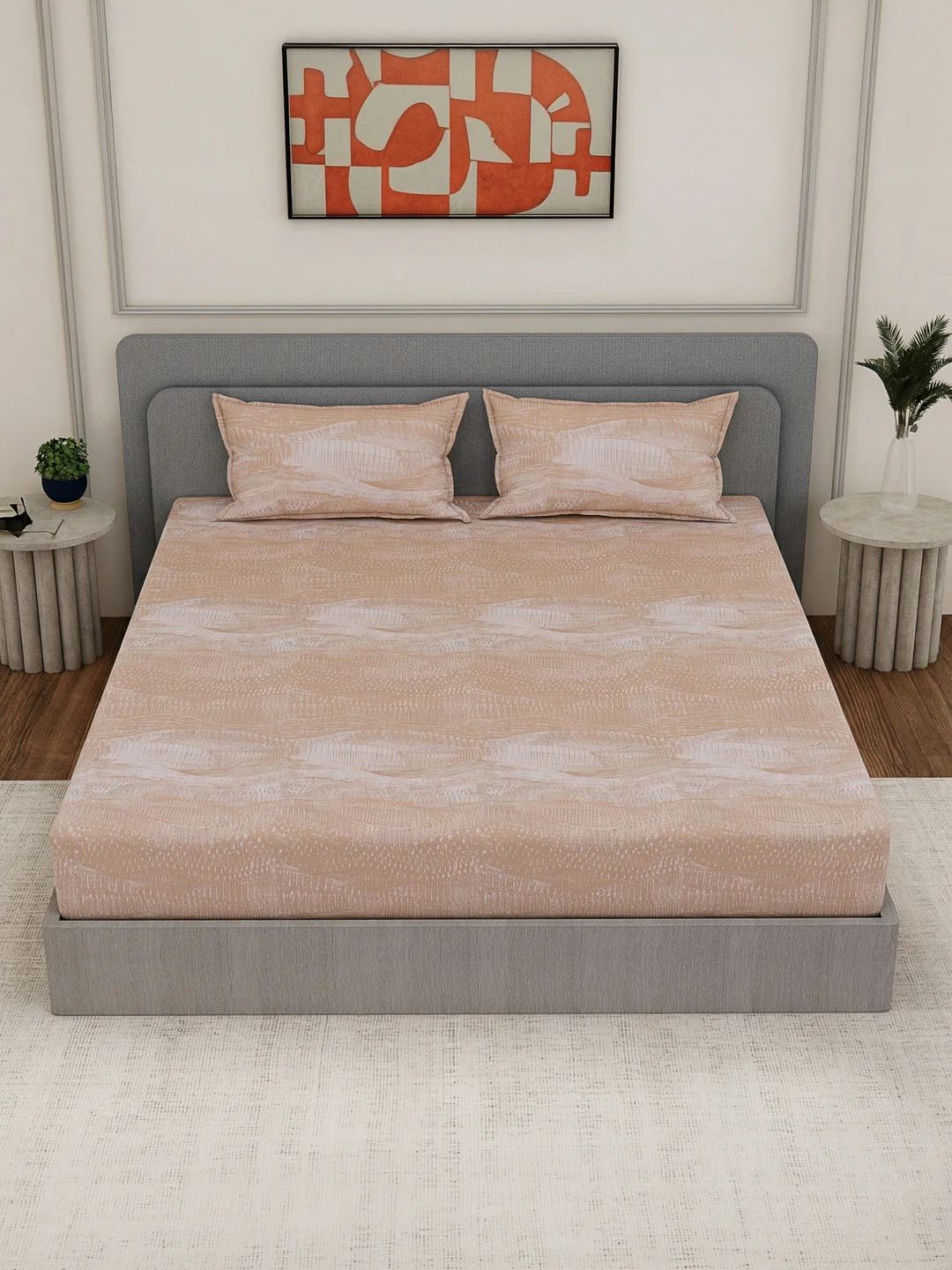 Premium 210 TC Pure Cotton King Size Bedsheet with 2 Pillow Covers Classique Mosaic Collection - Image 4