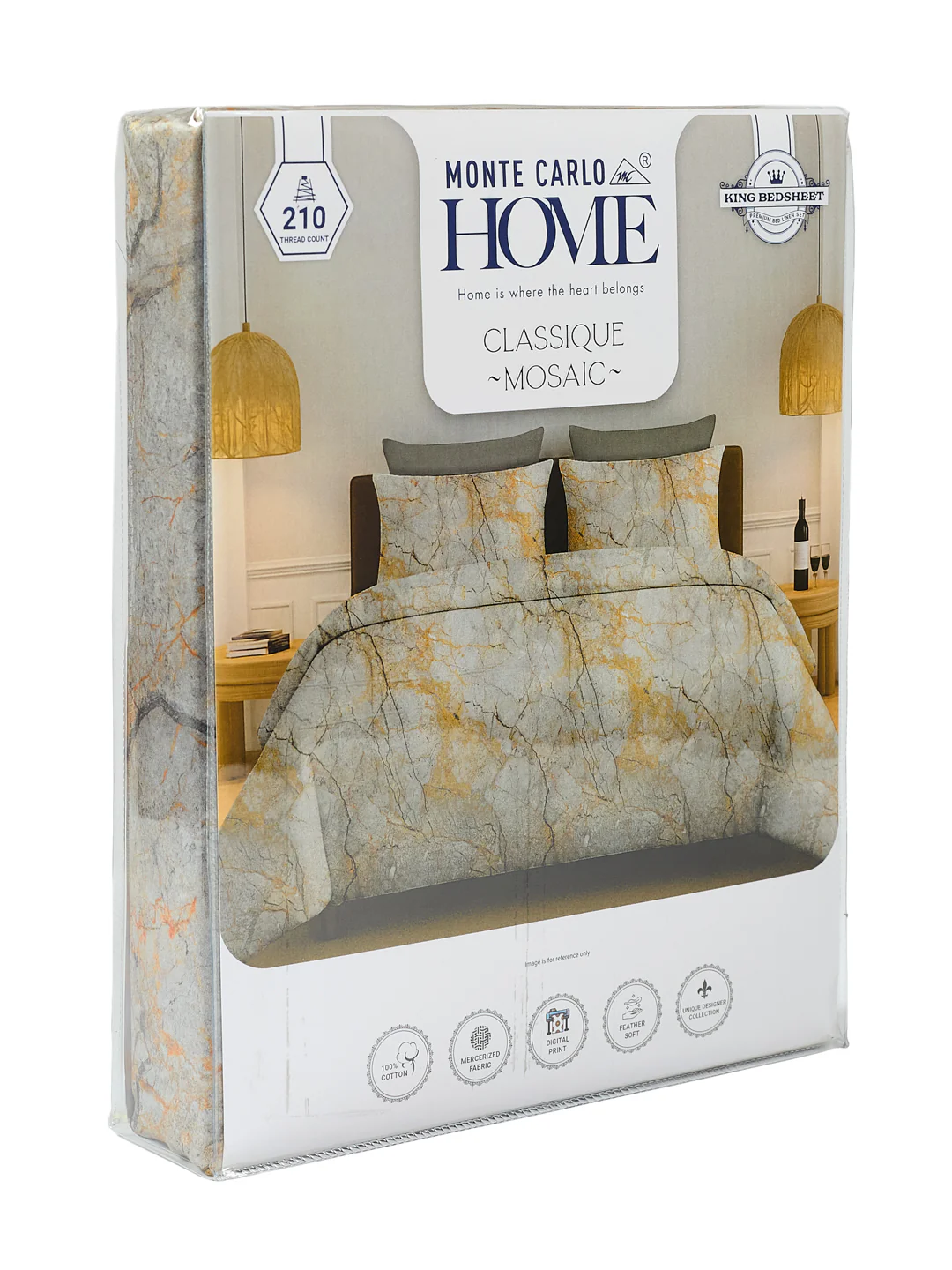 Premium 210 TC Pure Cotton King Size Bedsheet with 2 Pillow Covers Classique Mosaic Collection - Image 11