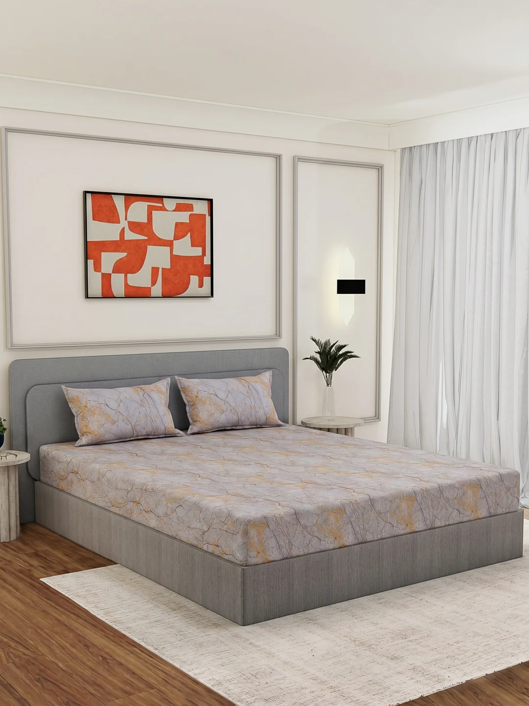 Premium 210 TC Pure Cotton King Size Bedsheet with 2 Pillow Covers Classique Mosaic Collection - Image 2