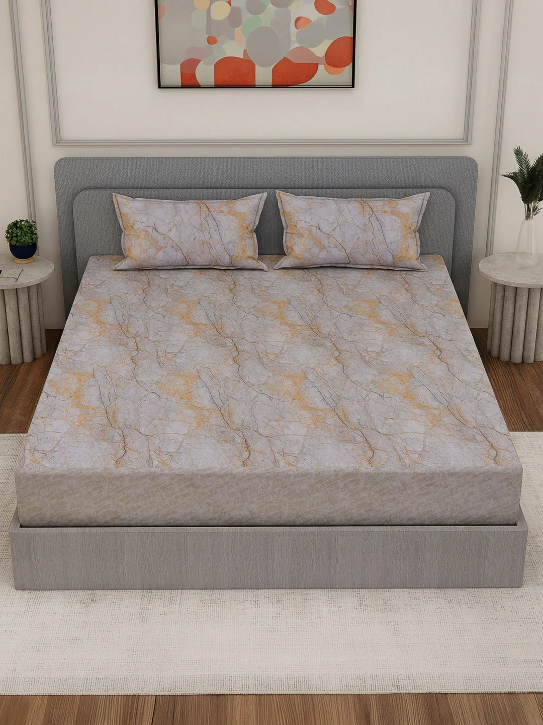 Premium 210 TC Pure Cotton King Size Bedsheet with 2 Pillow Covers Classique Mosaic Collection - Image 4