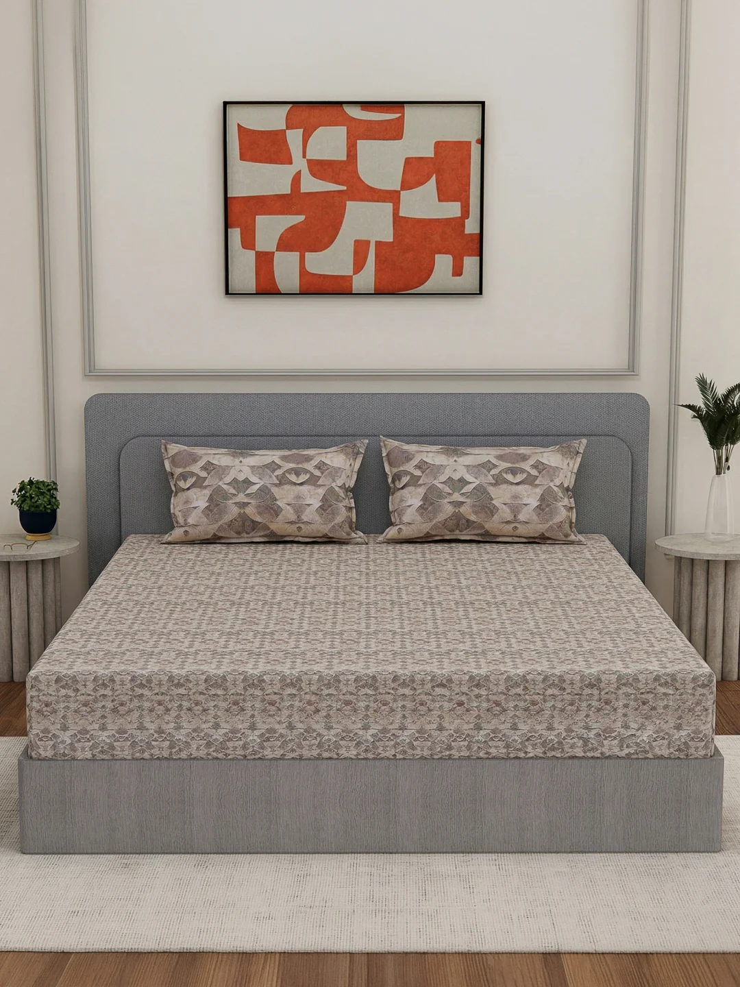 Premium 210 TC Pure Cotton King Size Bedsheet with 2 Pillow Covers Classique Mosaic Collection - Image 3