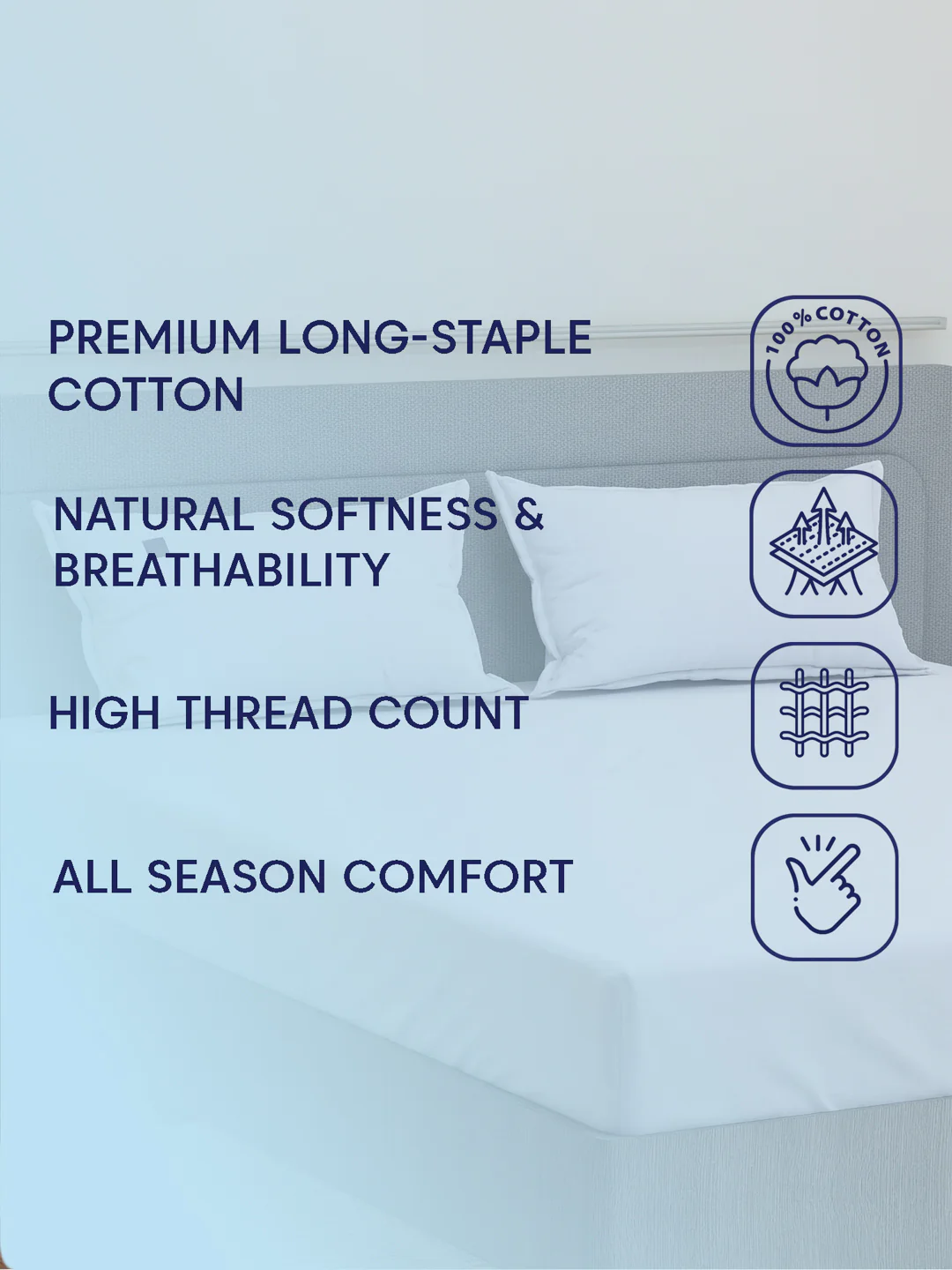 Premium 210 TC Pure Cotton King Size Bedsheet with 2 Pillow Covers Hotel Premium Collection - Image 9