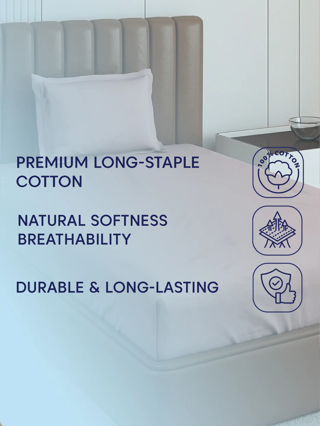 Premium 210 TC Pure Cotton Single Bed Bedsheet with 1 Pillow Cover Classique Casa Solids Collection - Image 9