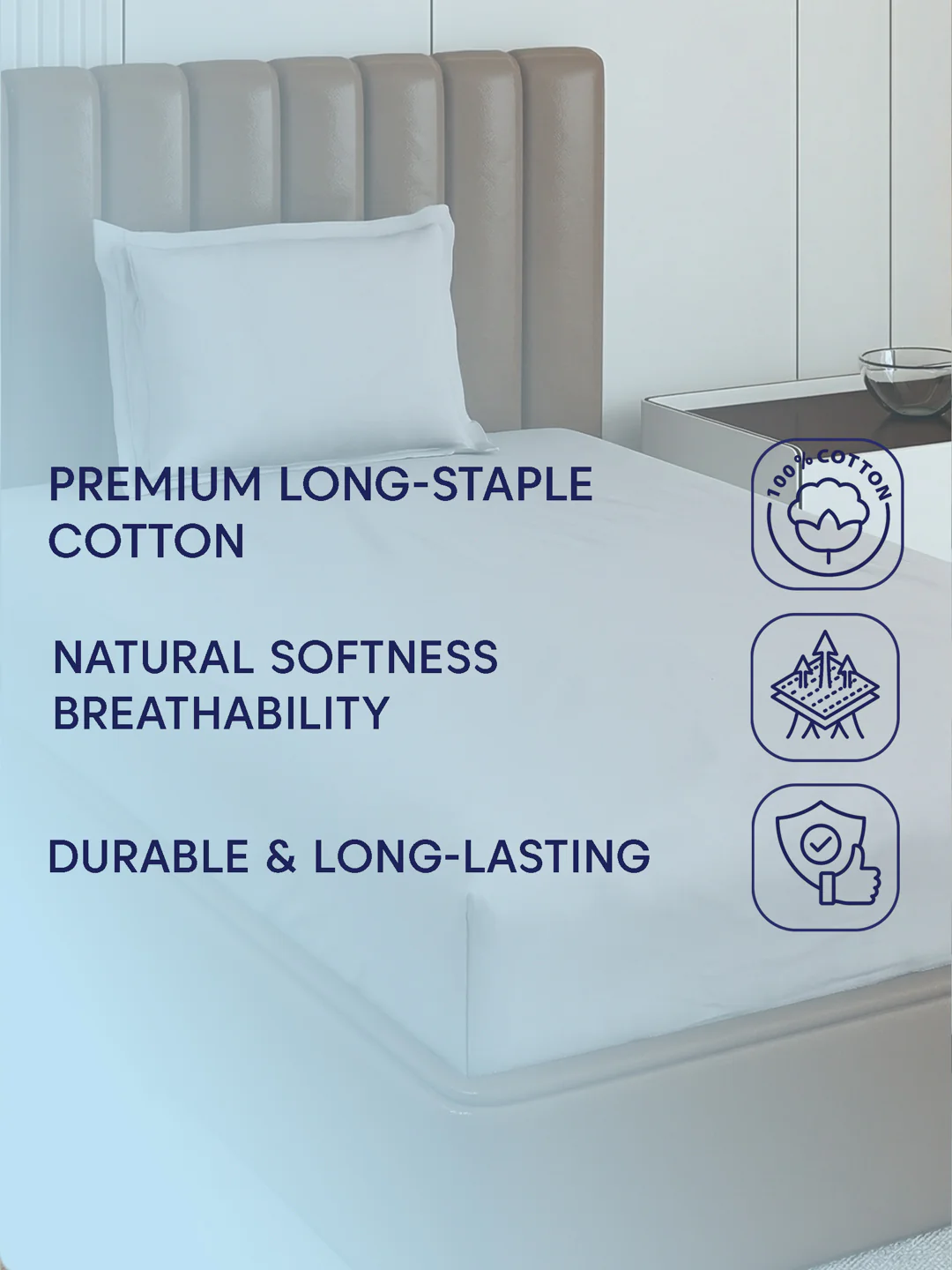 Premium 210 TC Pure Cotton Single Bed Bedsheet with 1 Pillow Cover Classique Casa Solids Collection - Image 9