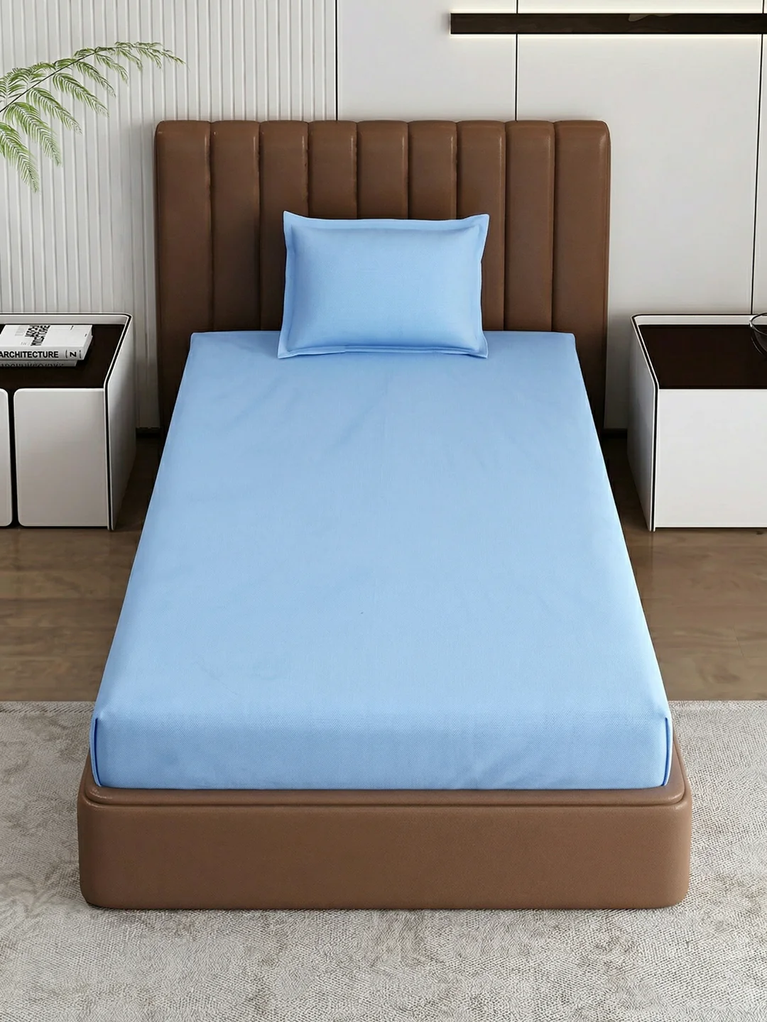 Premium 210 TC Pure Cotton Single Bed Bedsheet with 1 Pillow Cover Classique Casa Solids Collection - Image 4