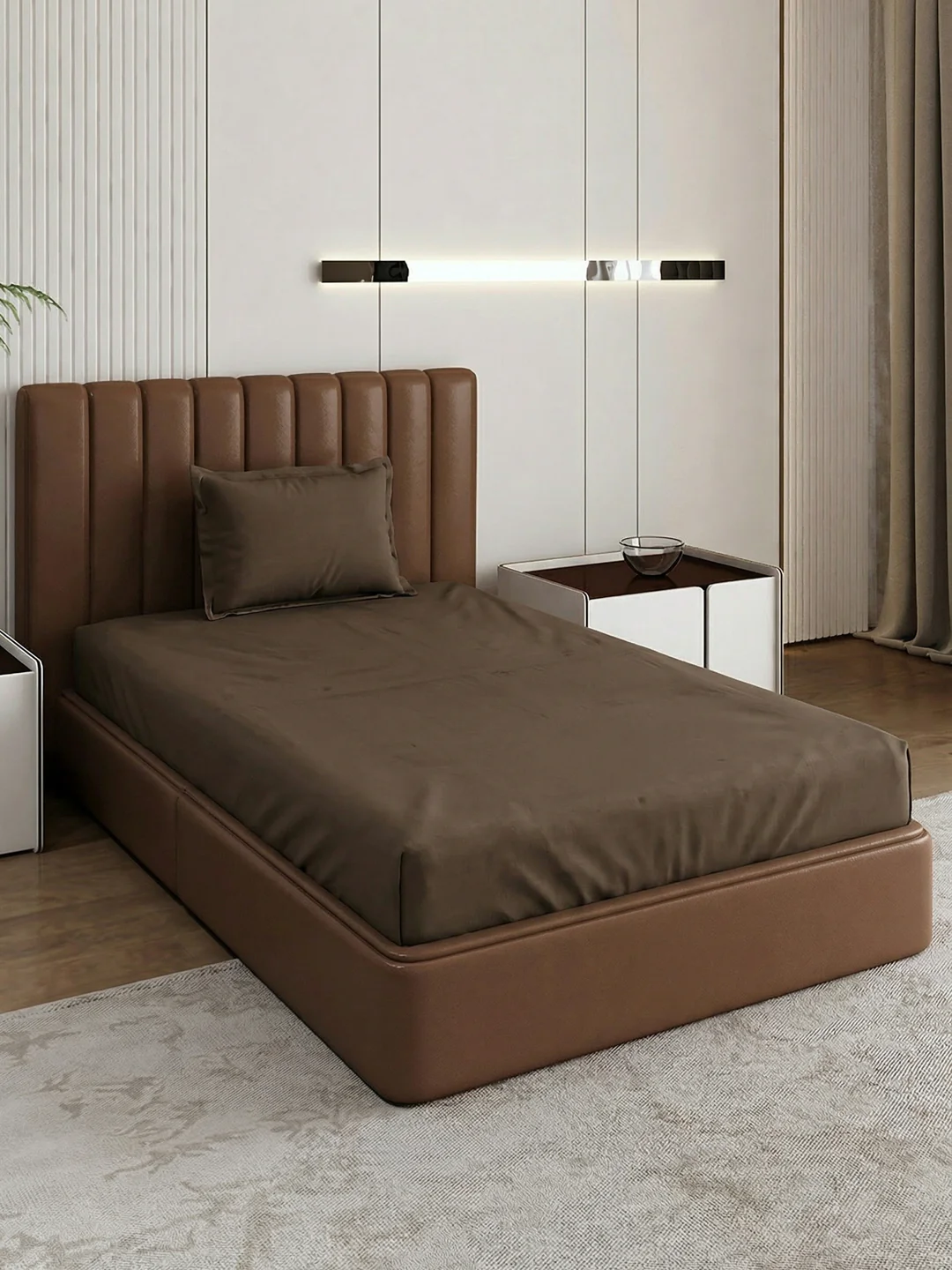 Premium 210 TC Pure Cotton Single Bed Bedsheet with 1 Pillow Cover Classique Casa Solids Collection - Image 2