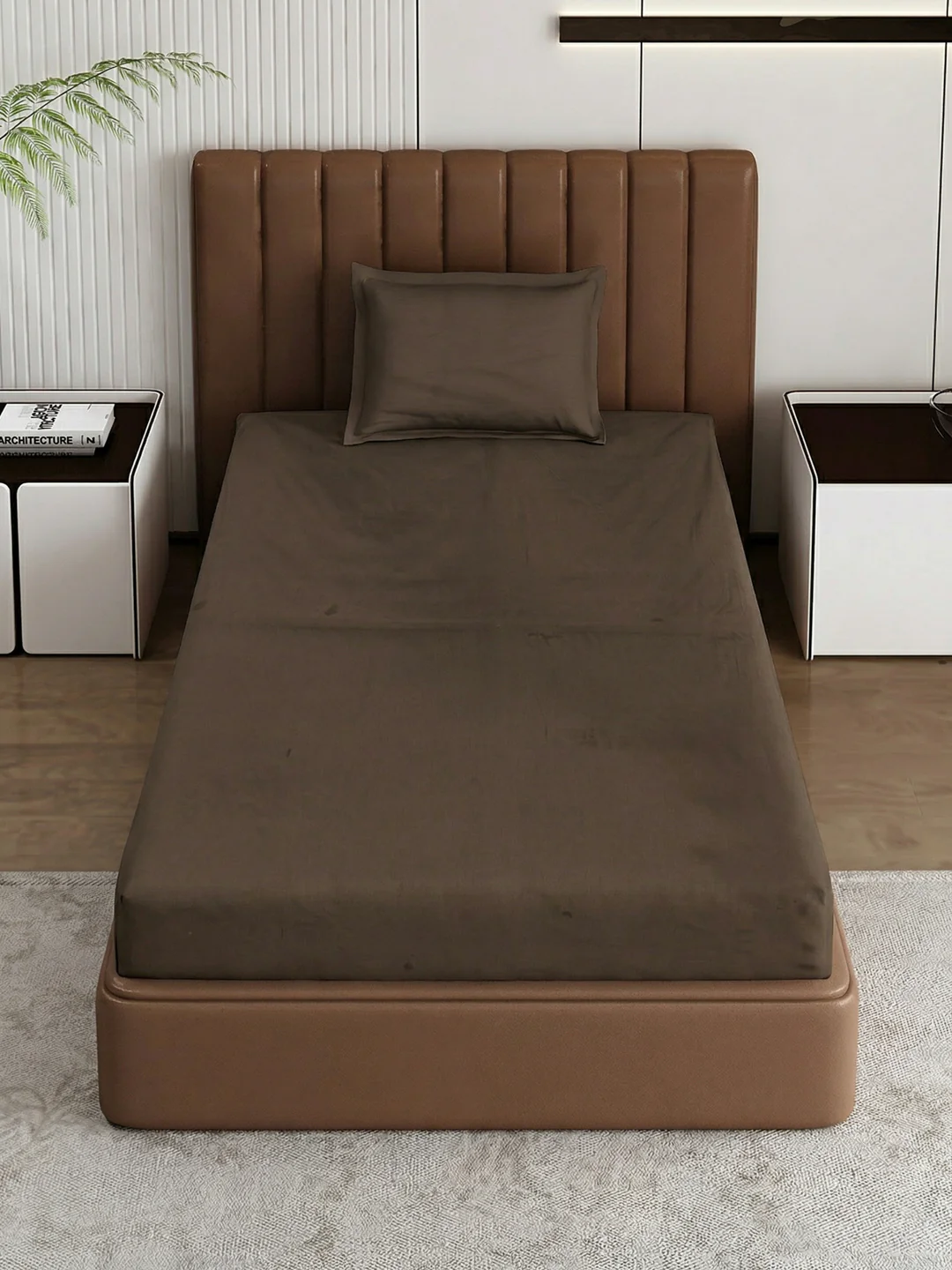 Premium 210 TC Pure Cotton Single Bed Bedsheet with 1 Pillow Cover Classique Casa Solids Collection - Image 4