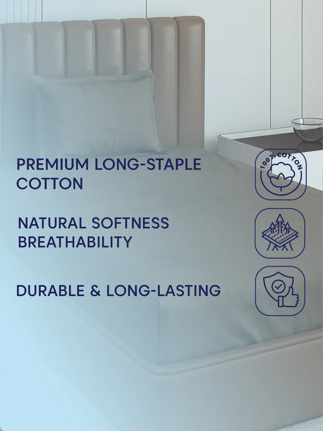Premium 210 TC Pure Cotton Single Bed Bedsheet with 1 Pillow Cover Classique Casa Solids Collection - Image 9