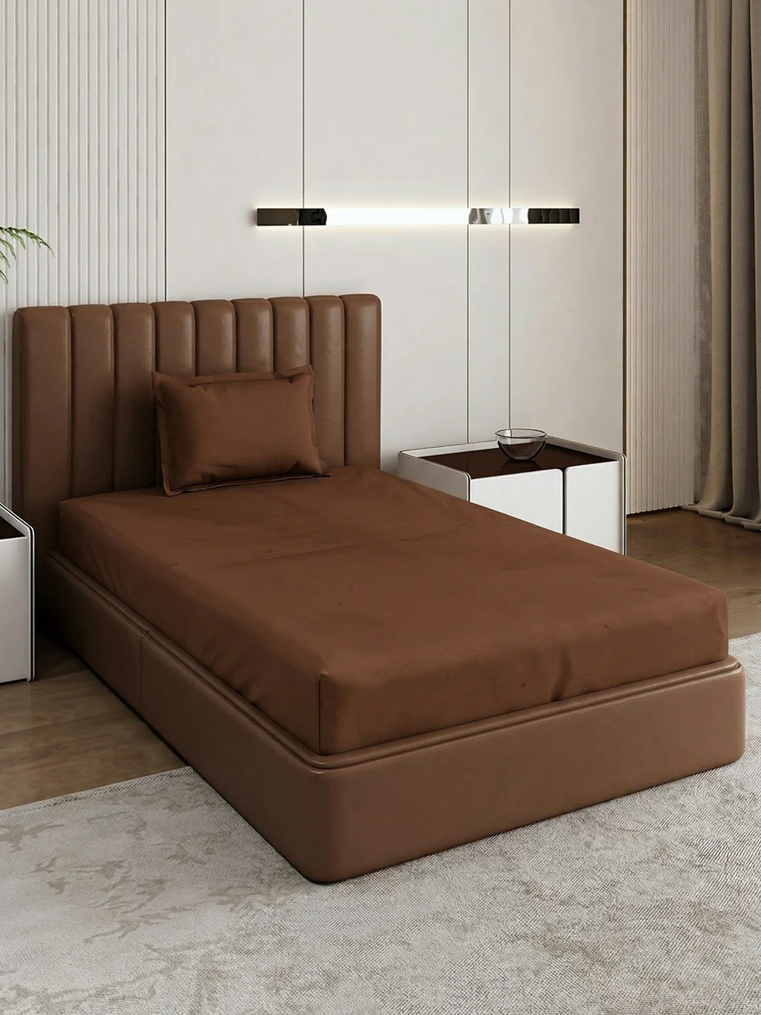 Premium 210 TC Pure Cotton Single Bed Bedsheet with 1 Pillow Cover Classique Casa Solids Collection - Image 2