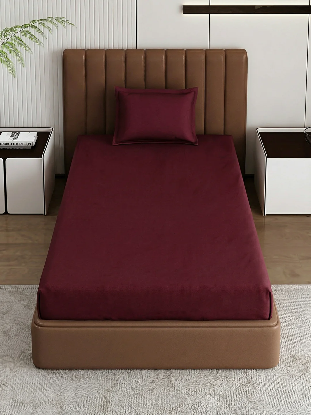 Premium 210 TC Pure Cotton Single Bed Bedsheet with 1 Pillow Cover Classique Casa Solids Collection - Image 4