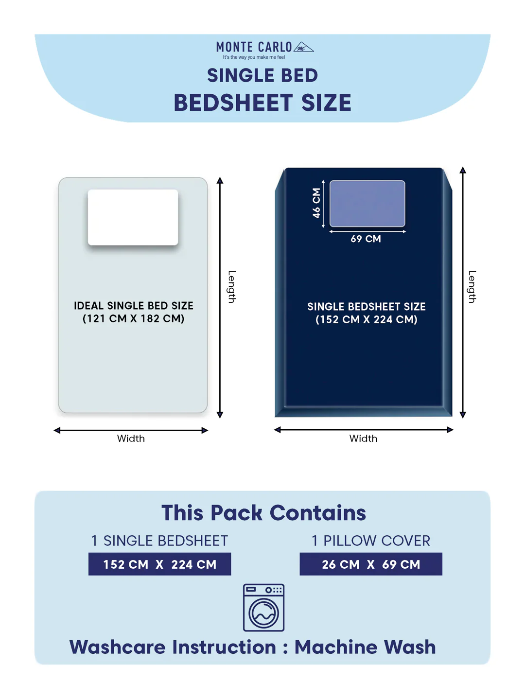 Premium 210 TC Pure Cotton Single Bed Bedsheet with 1 Pillow Cover Hotel Premium Collection - Image 10