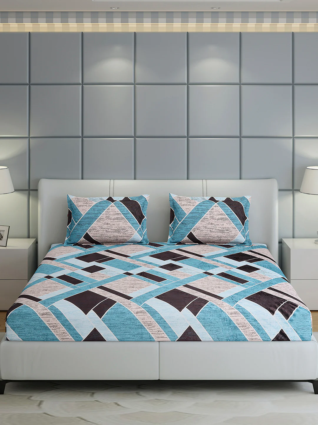 247 GSM 100% Polyester King Bed 1 Bedsheet with 2 Pillow Cover (Teresa) - Image 2