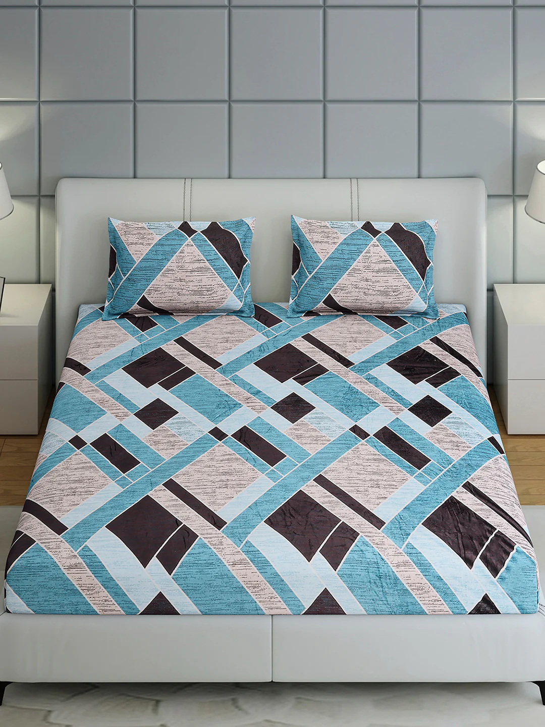 247 GSM 100% Polyester King Bed 1 Bedsheet with 2 Pillow Cover (Teresa) - Image 3