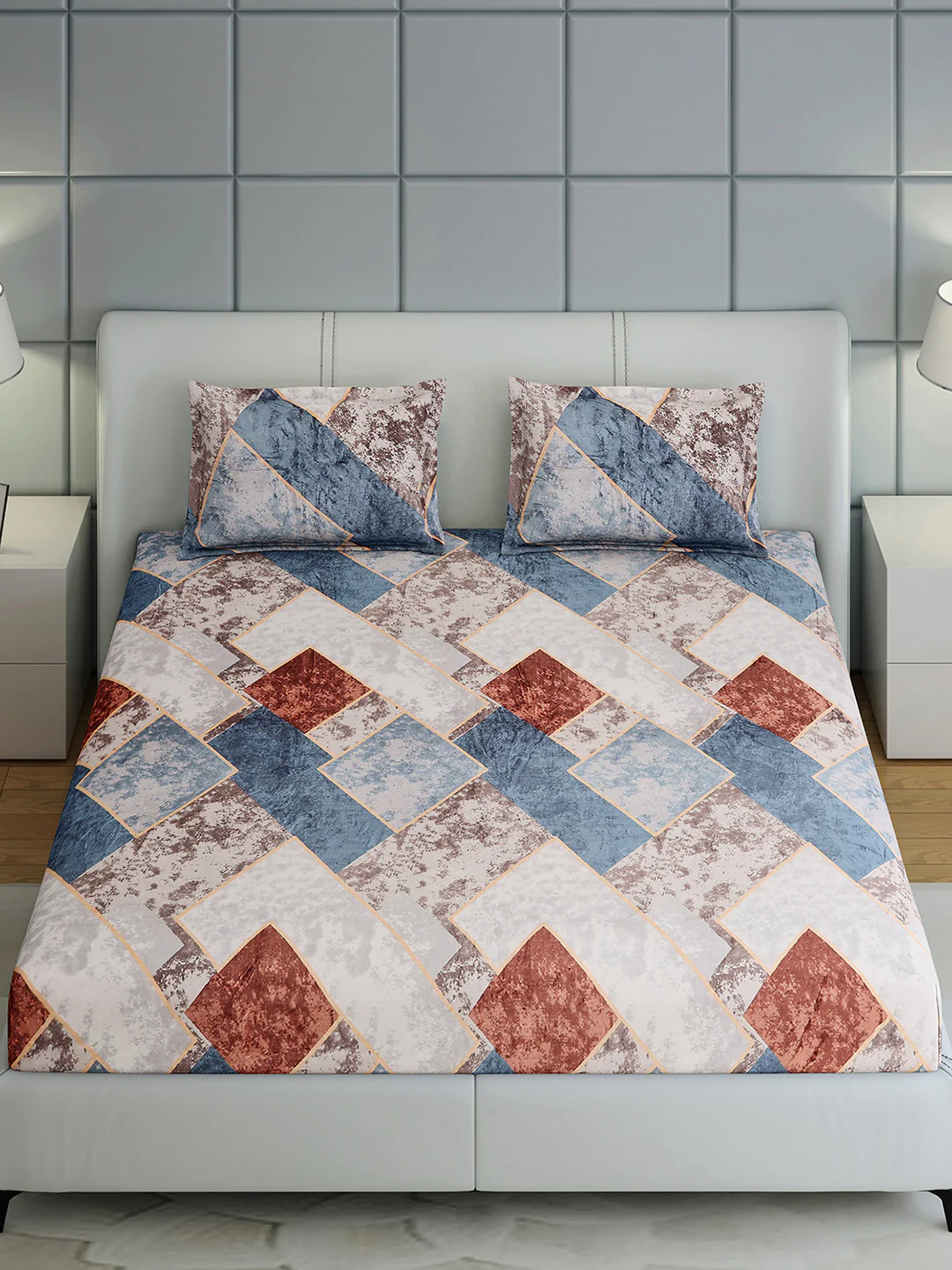 247 GSM 100% Polyester King Bed 1 Bedsheet with 2 Pillow Cover (Teresa) - Image 3