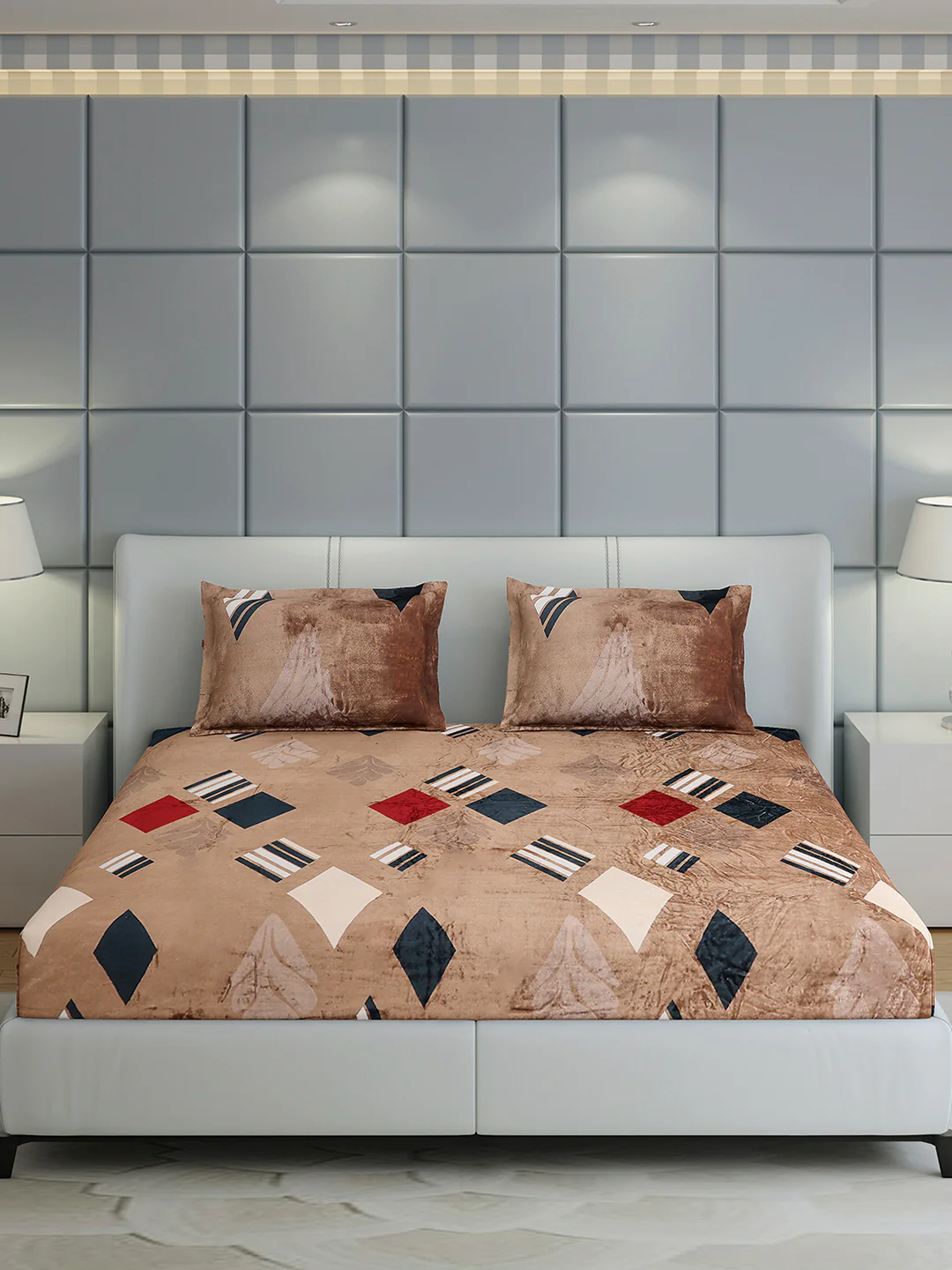 247 GSM 100% Polyester King Bed 1 Bedsheet with 2 Pillow Cover (Teresa) - Image 2