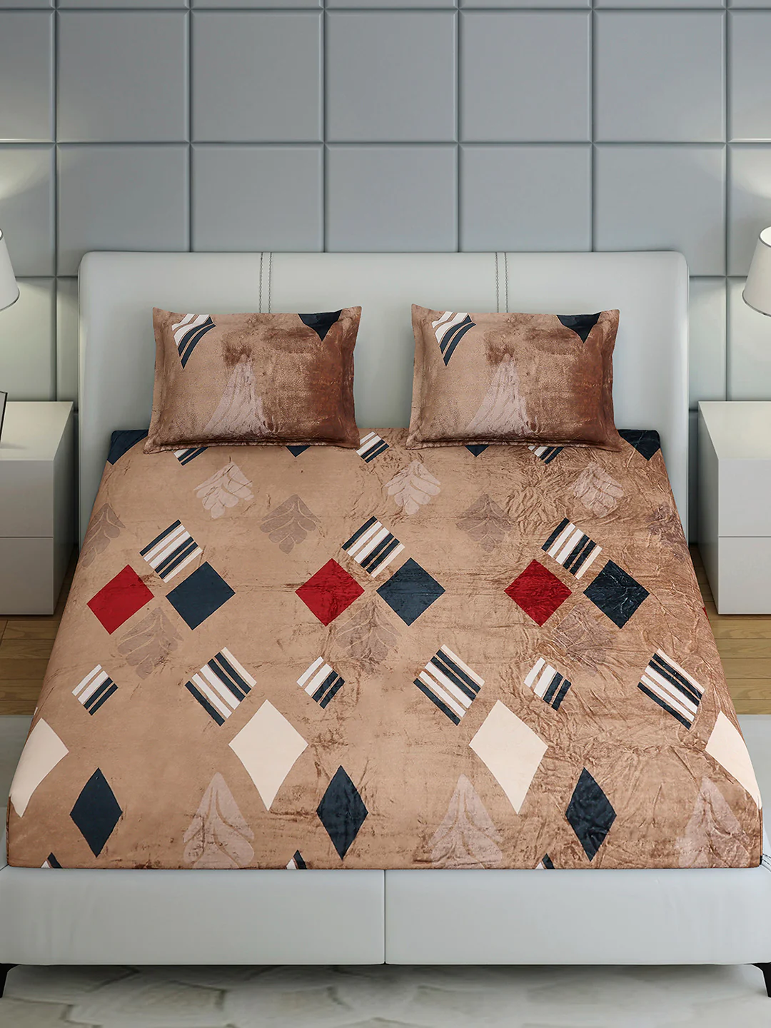 247 GSM 100% Polyester King Bed 1 Bedsheet with 2 Pillow Cover (Teresa) - Image 3